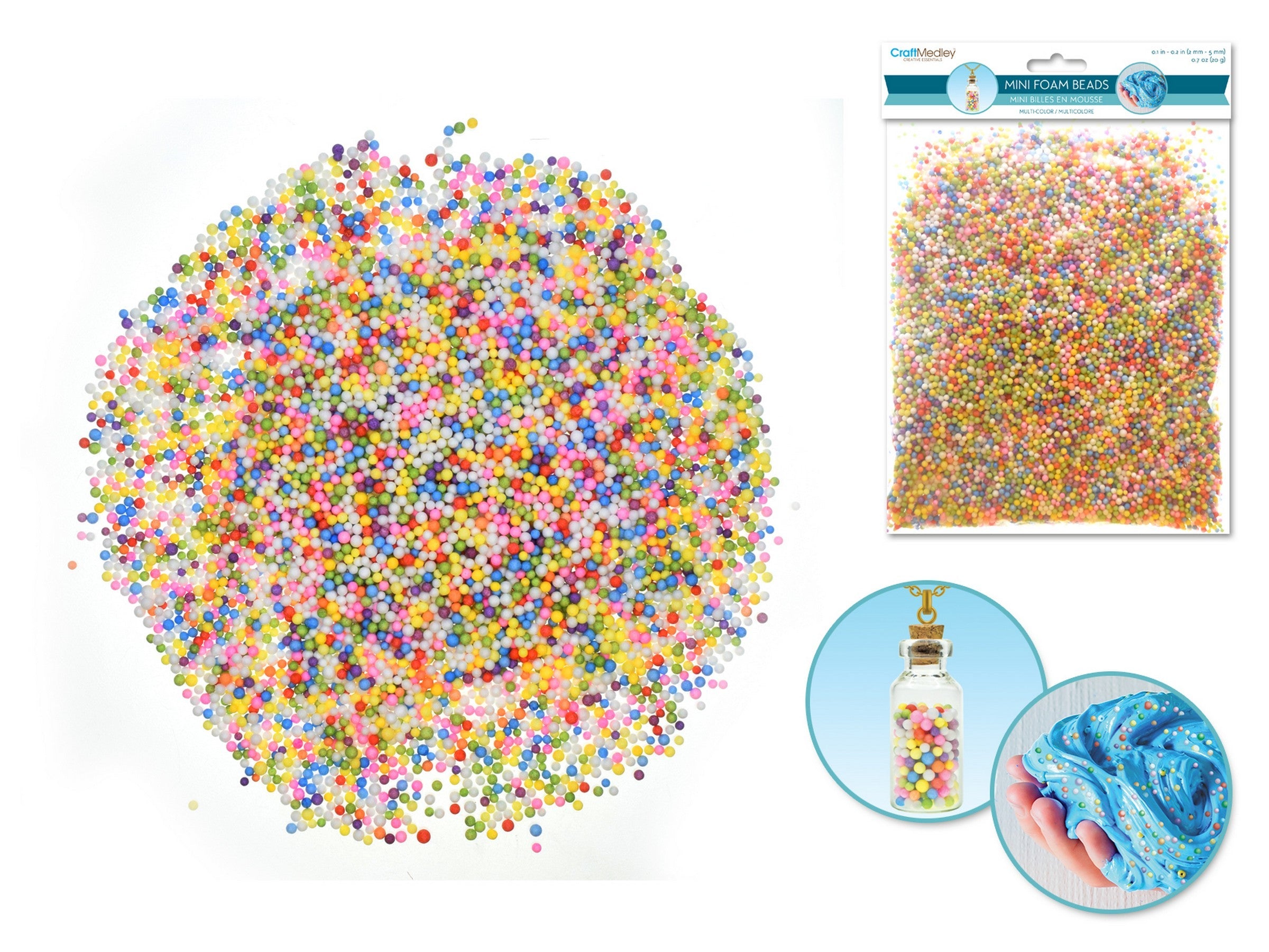 Craft Medley Mini Foam Beads Multicolor 0.7oz