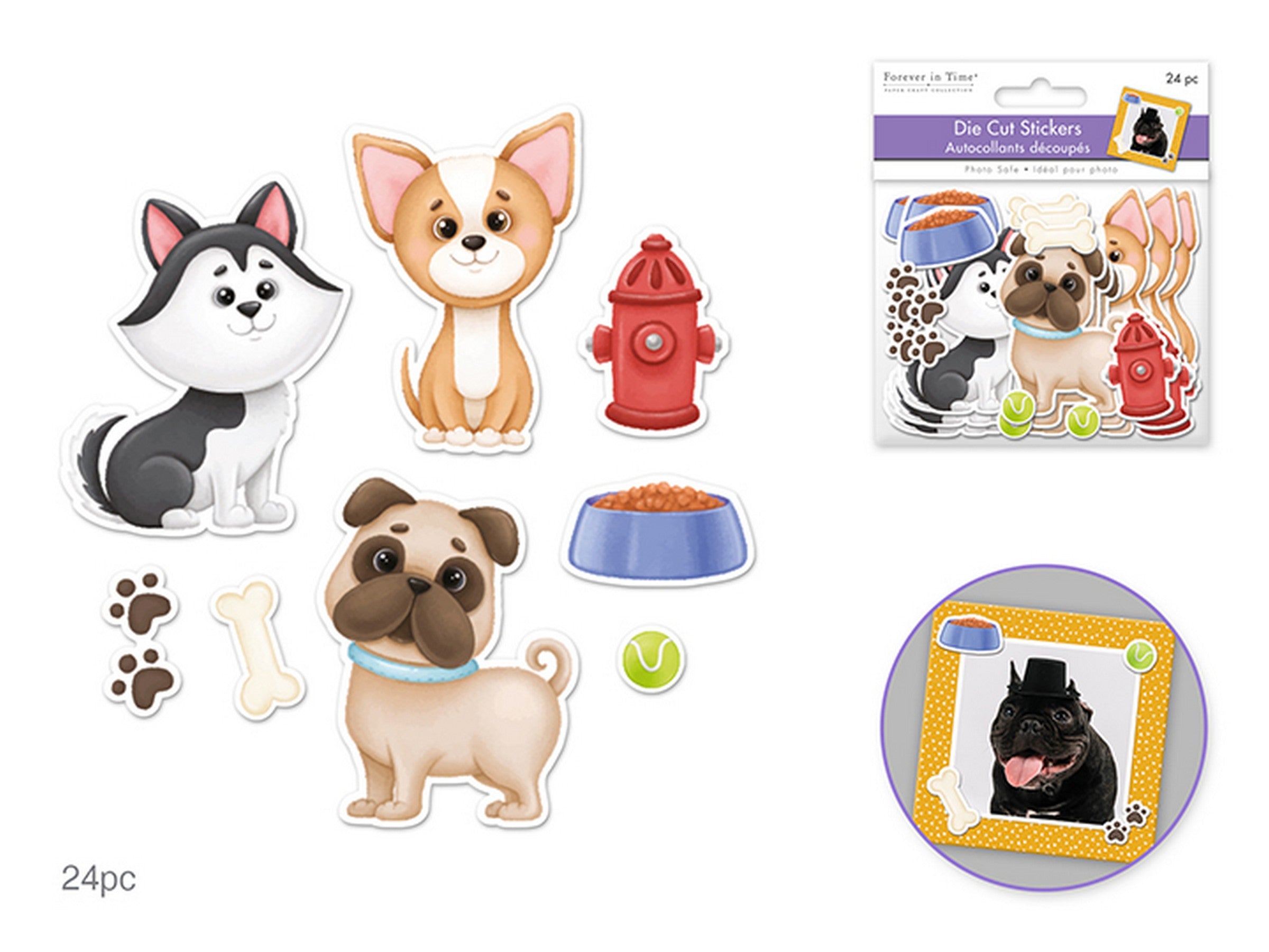 Forever in Time Paper Self-adhesive Die-cut Stickers 24pcs - Dog Life