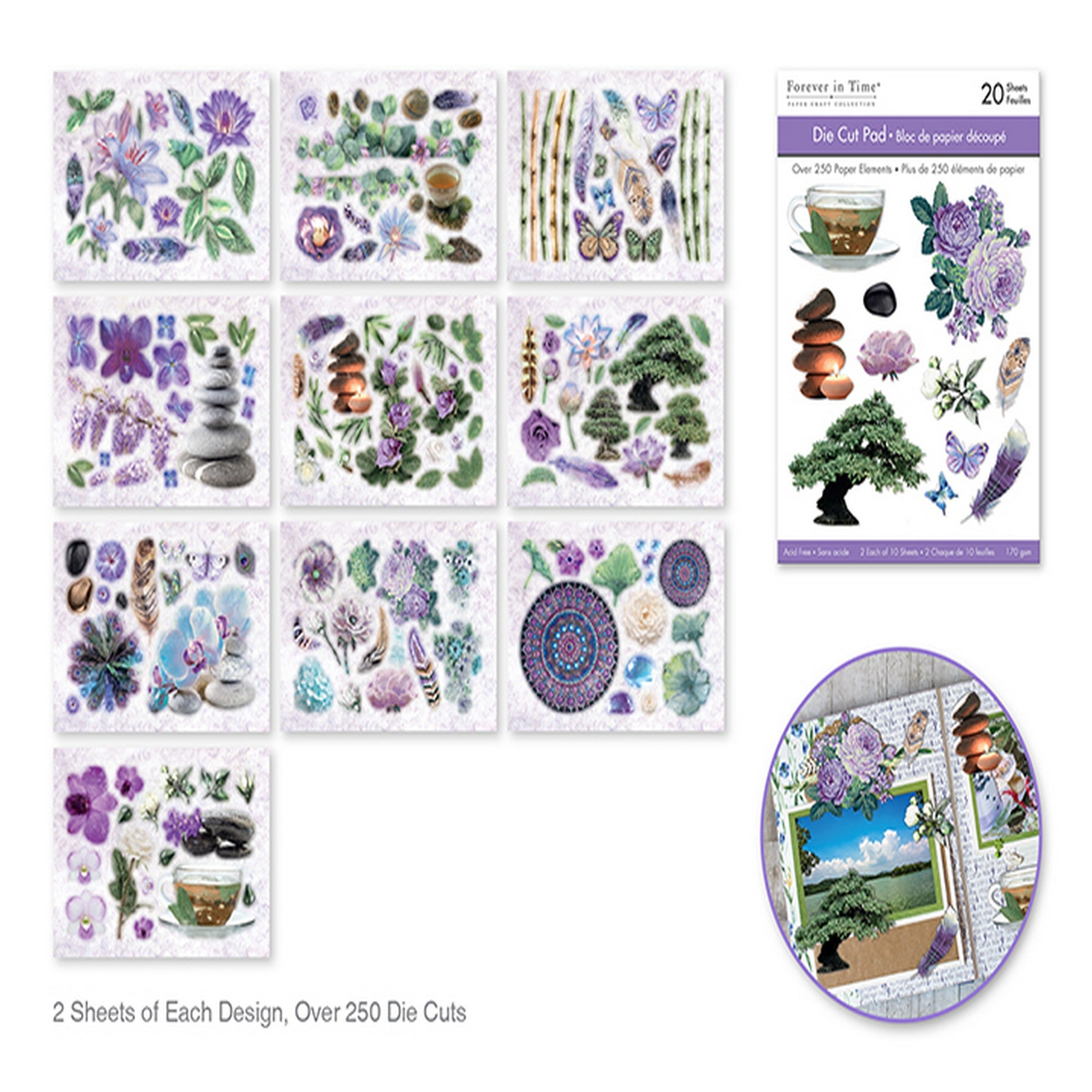 Forever in Time Paper Die Cut Pad 20 Sheets - Bamboo Garden 4.1x5.8in