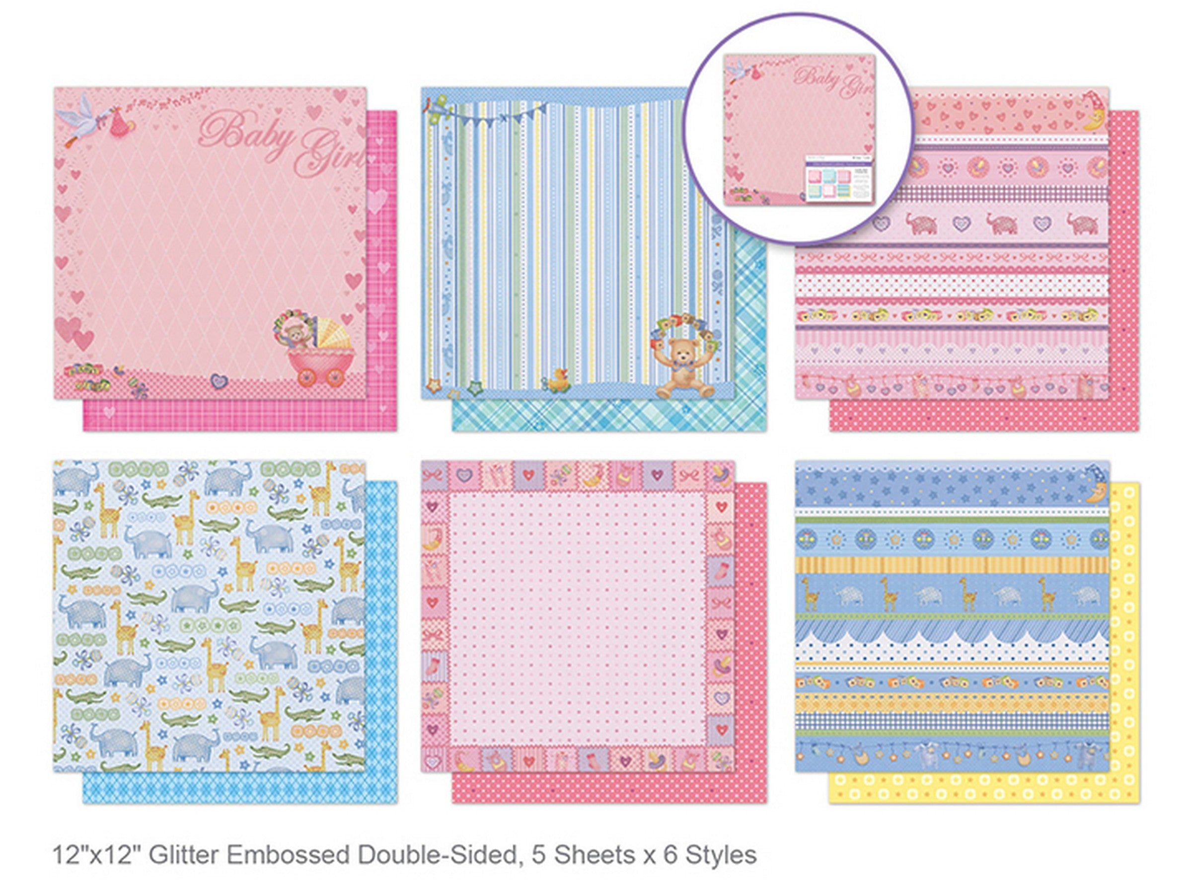 Forever in Time Glitter Embossed Cardstock Baby 12x12in