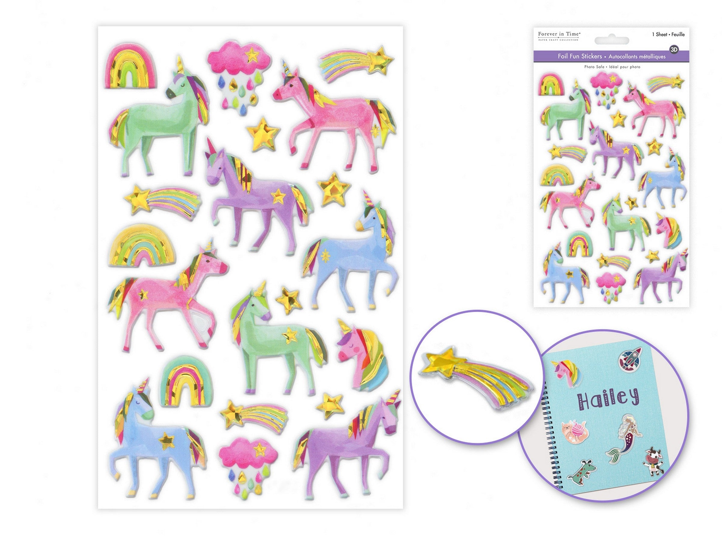 Forever in Time Foil Fun Stickers Gilded Unicorn 5.5x8.3in