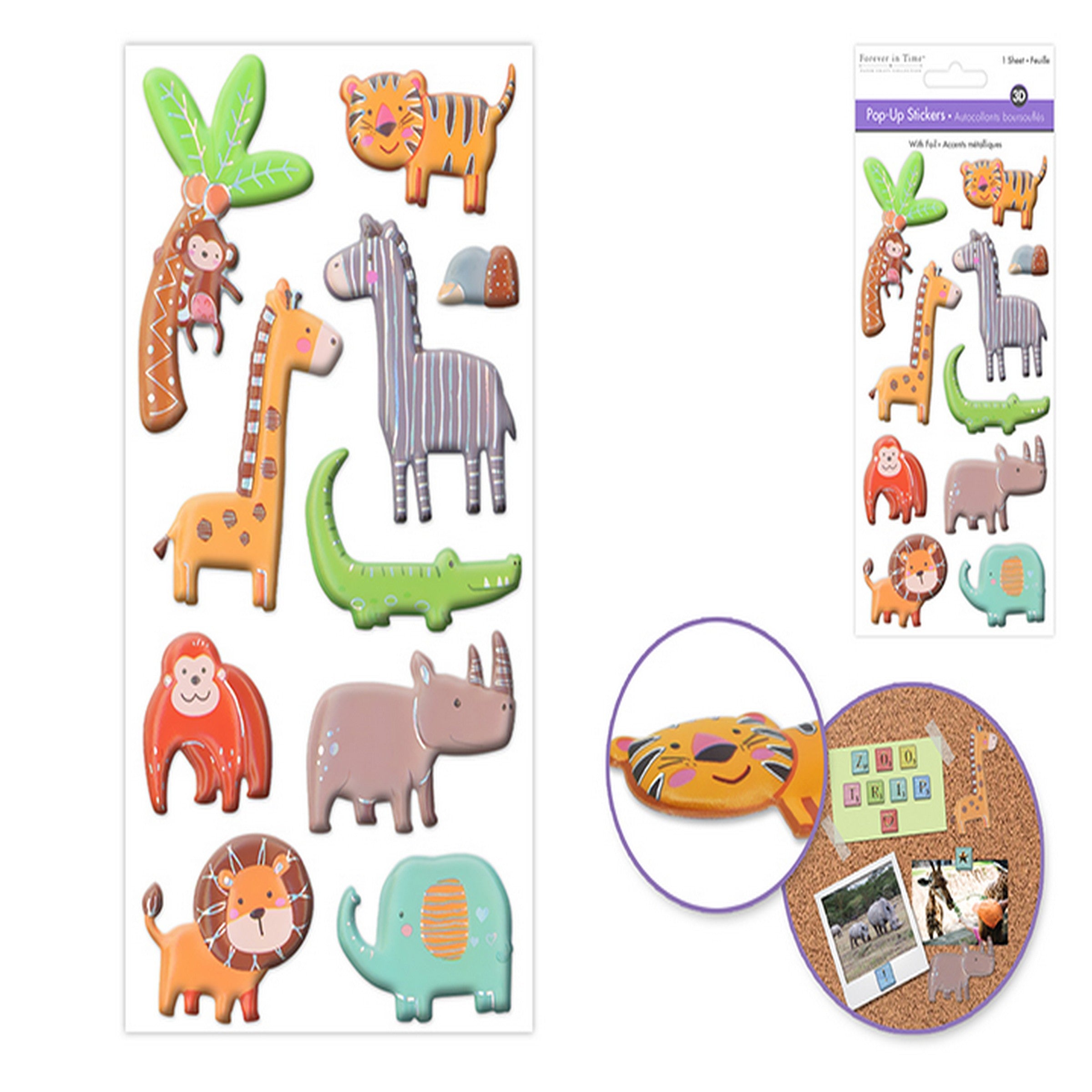Forever in Time 3D Pop-up Foil Stickers - Creature Fun 3.7x6.9in
