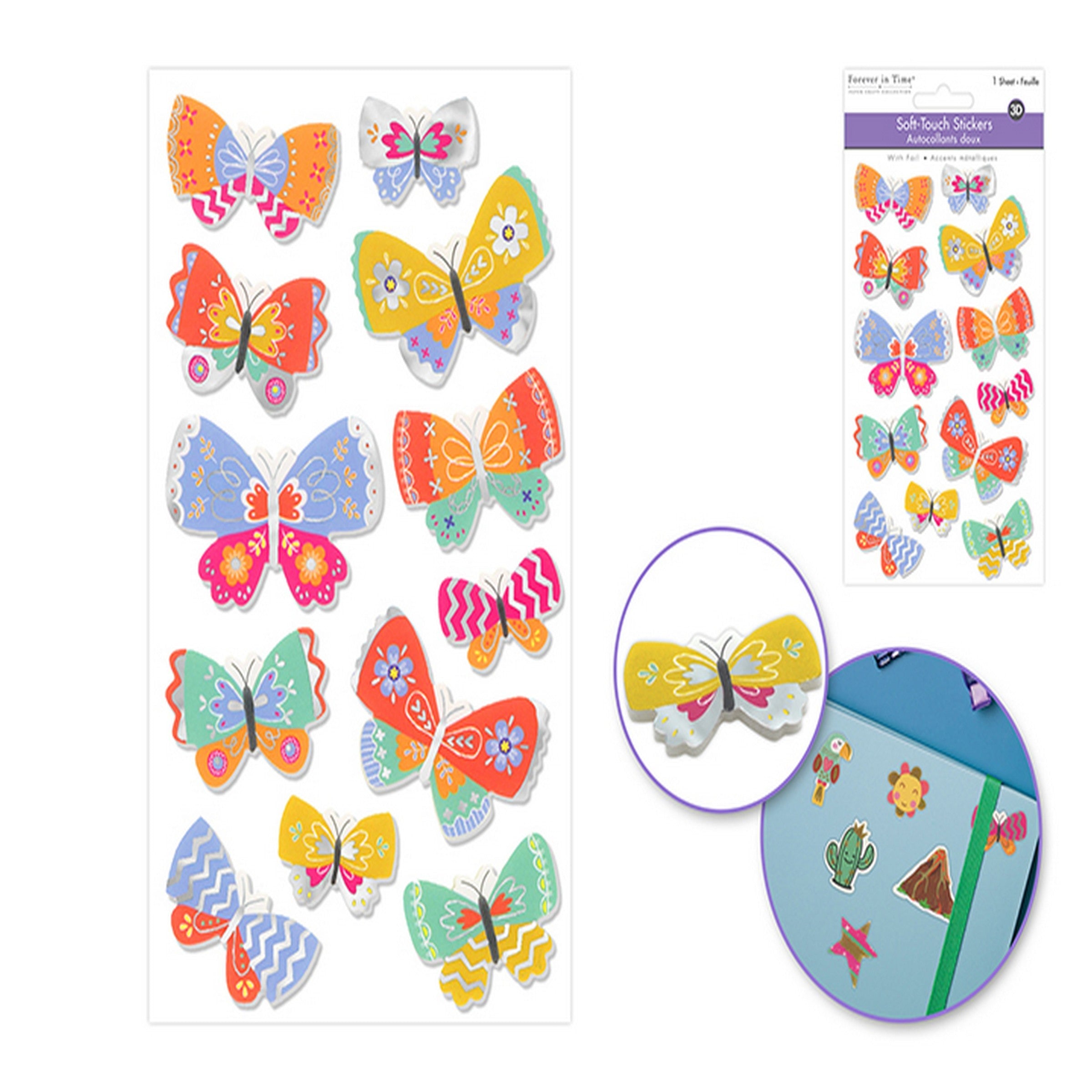 Forever in Time 3D Foil Soft-touch Themed Stickers - Butterfly 3.9x6.3in