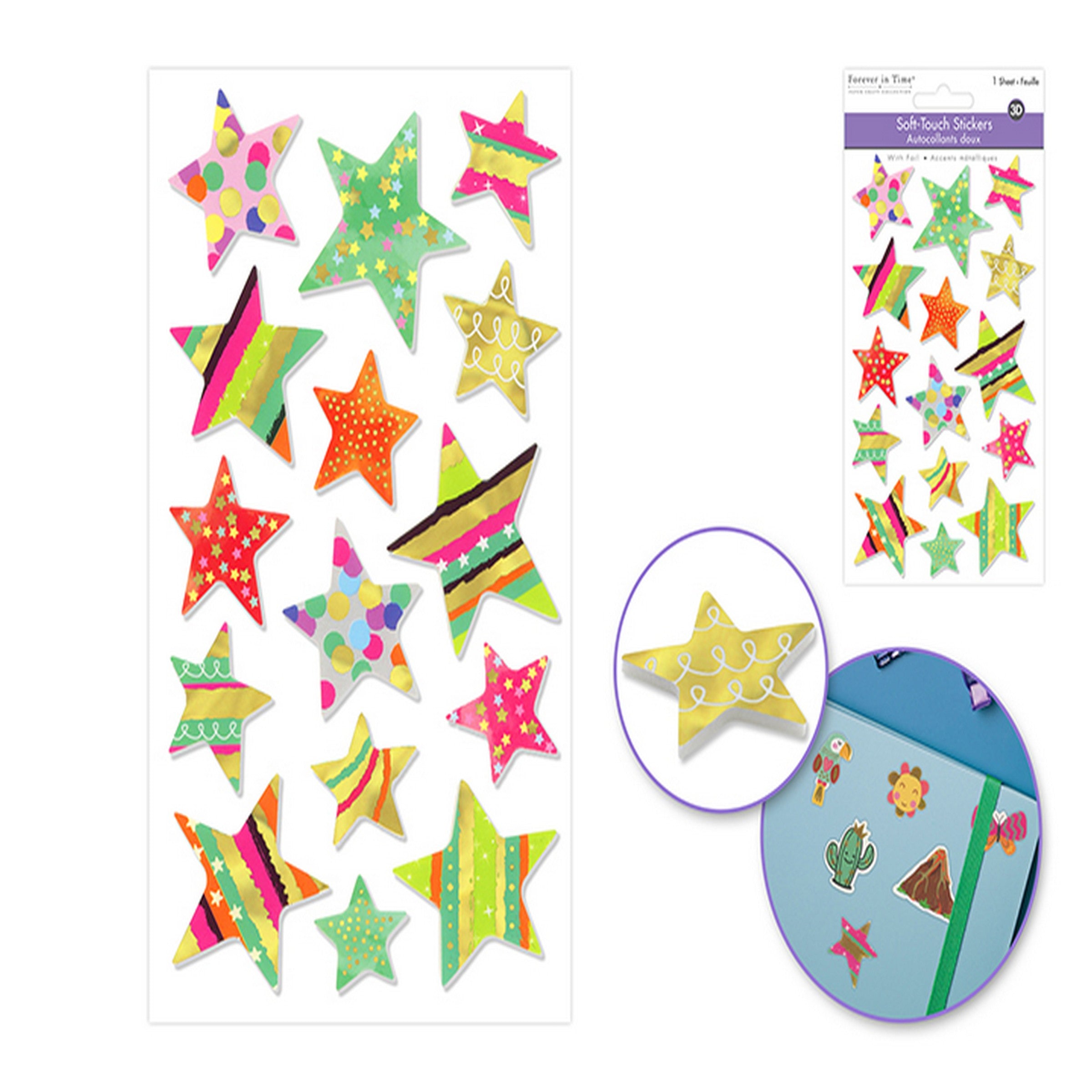 Forever in Time 3D Foil Soft-touch Themed Stickers - Star 3.9x6.3in