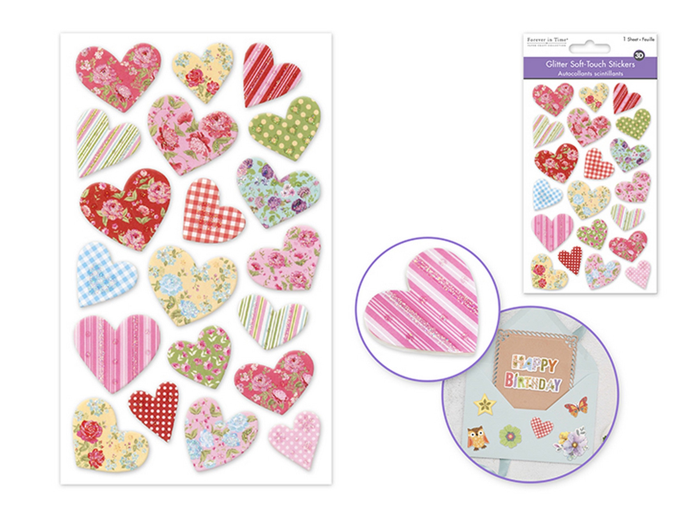 Forever in Time 3D Glitter Soft Touch Stickers - Heart 4x6.25in