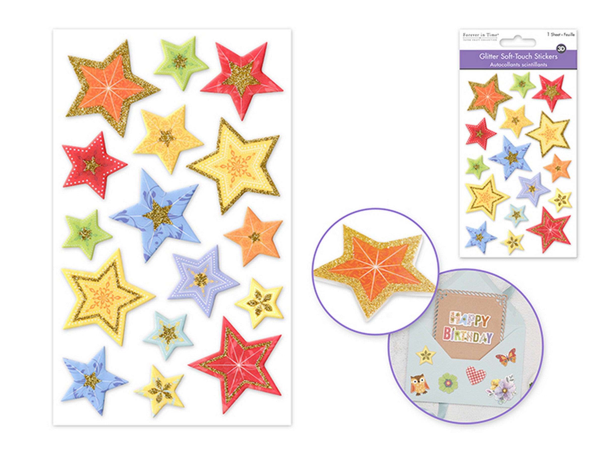 Forever in Time 3D Glitter Soft Touch Stickers - Star 4x6.25in