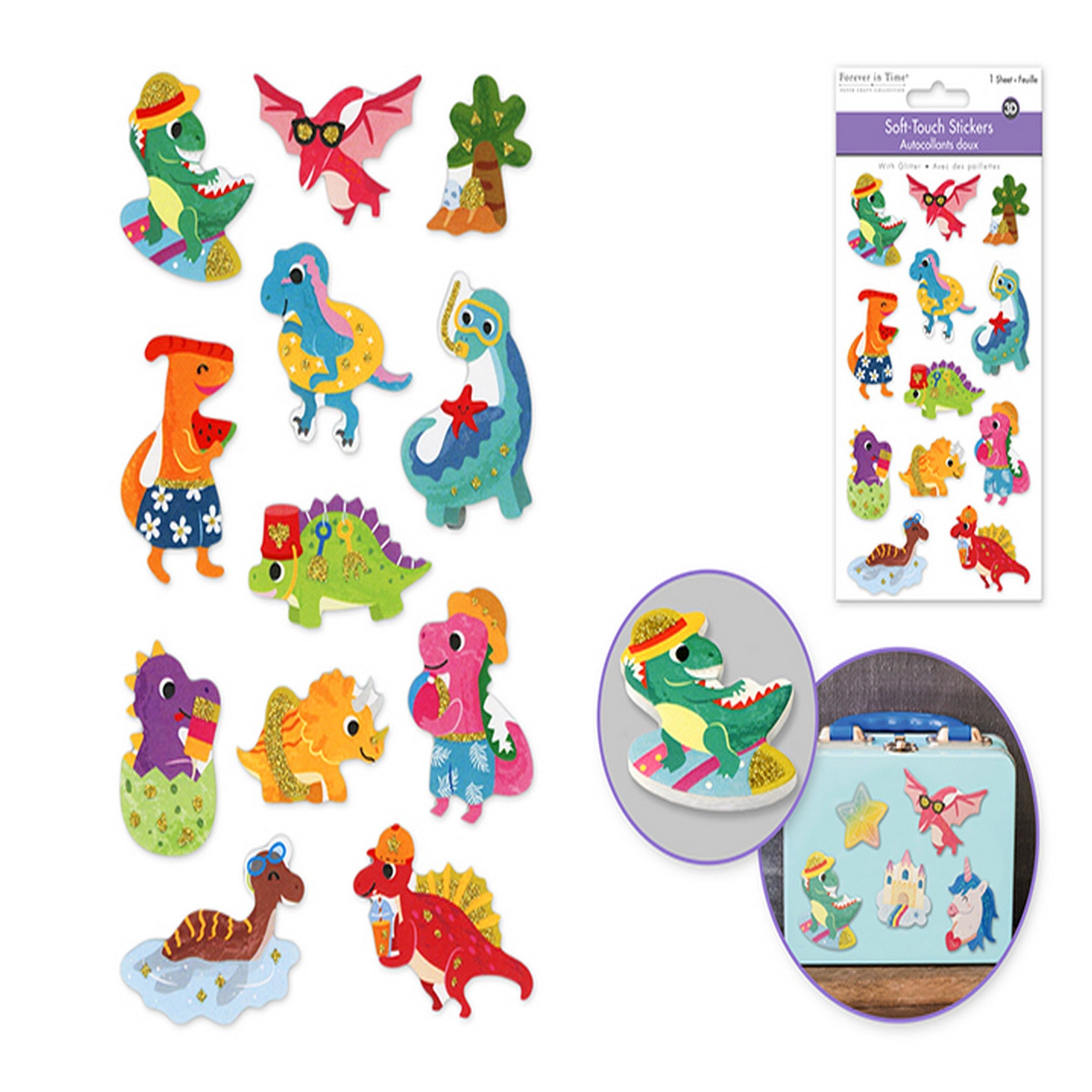 Forever in Time 3D Foam Stickers with Glitter - Dino 3.9x6.3in