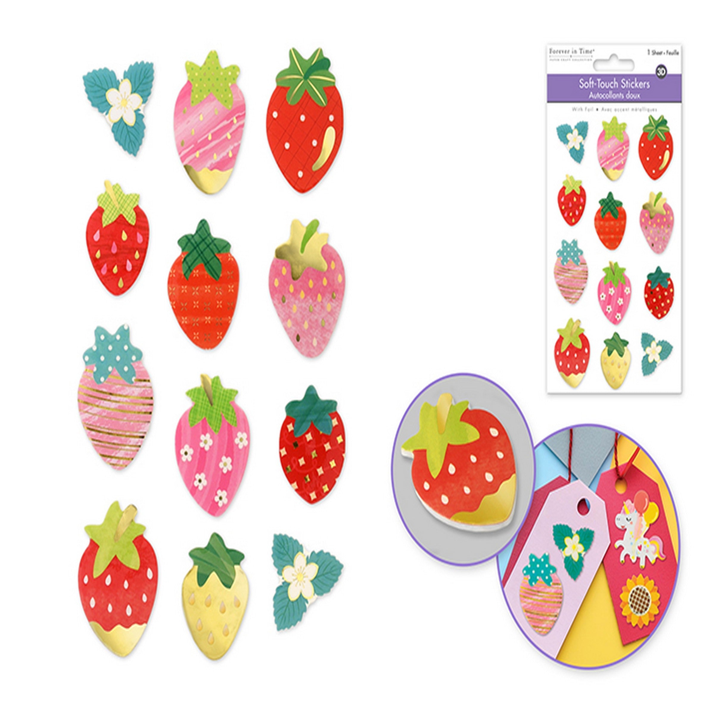 Forever in Time 3D Foam Stickers with Glitter - Strawberry 3.9x6.3in