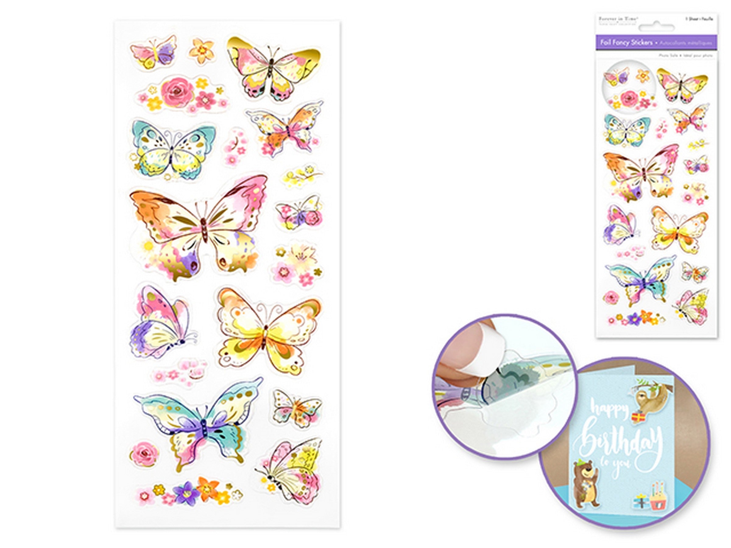 Forever in Time Foil Fancy Stickers Butterfly 9x3.8in sheet