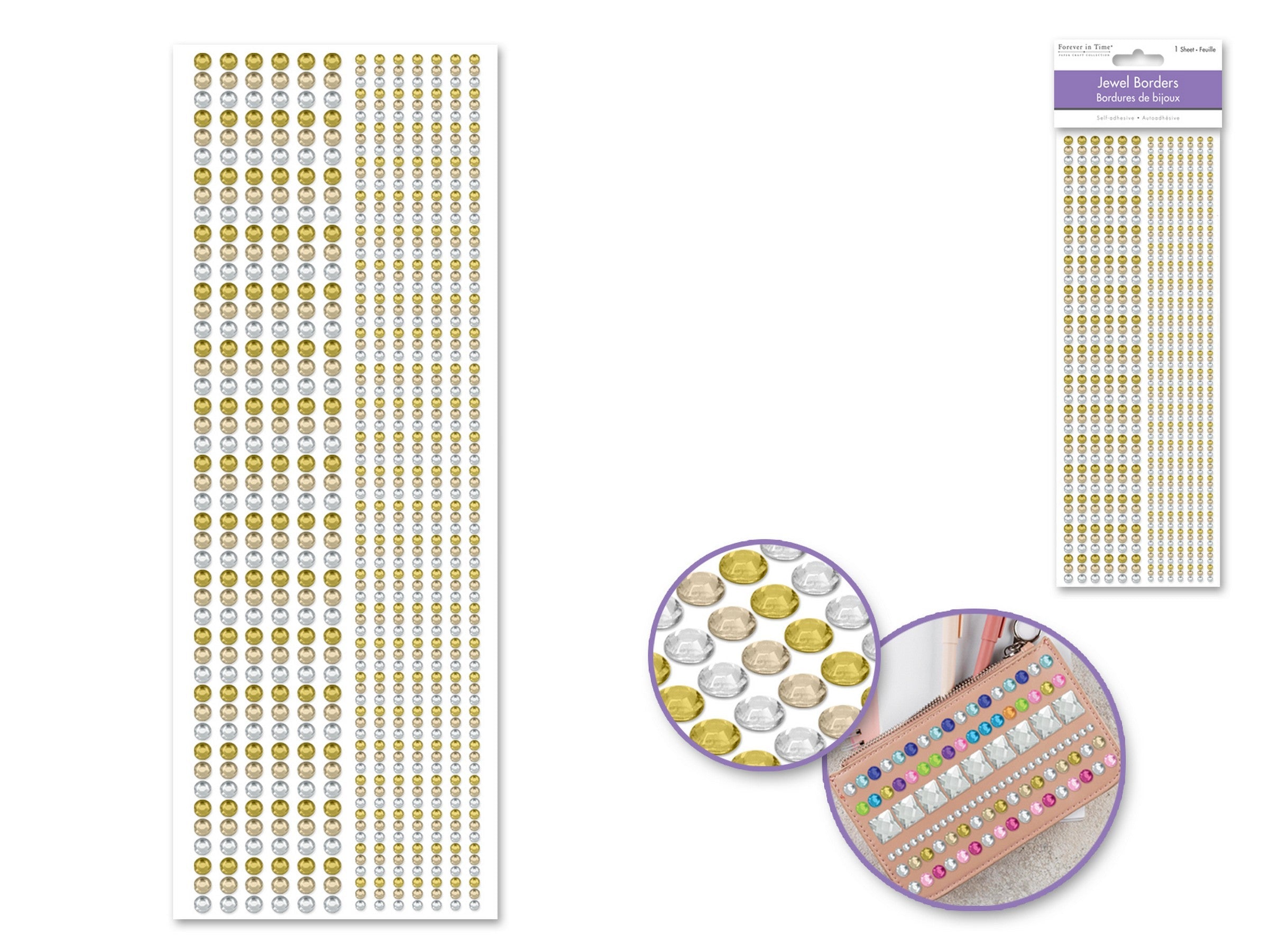 Forever in Time Jewel Border Stickers - Gold 3.9x10.6in