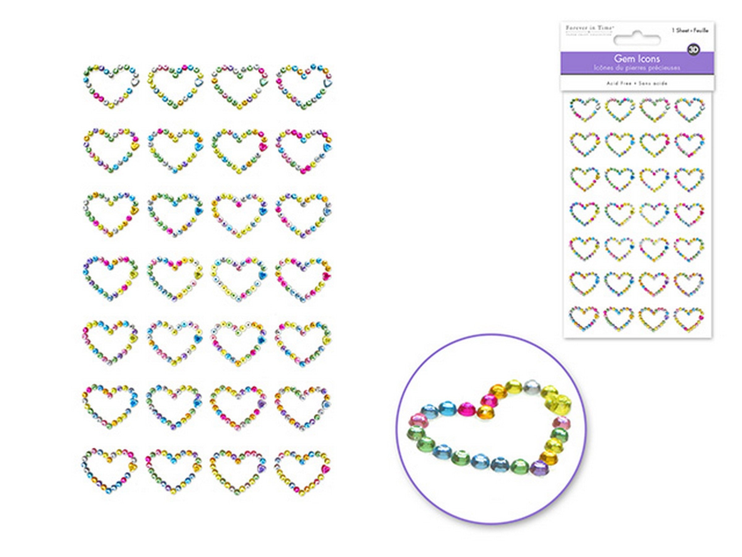 Forever in Time Gem Icon Stickers Dainty Hearts 6.25x3.5in sheet
