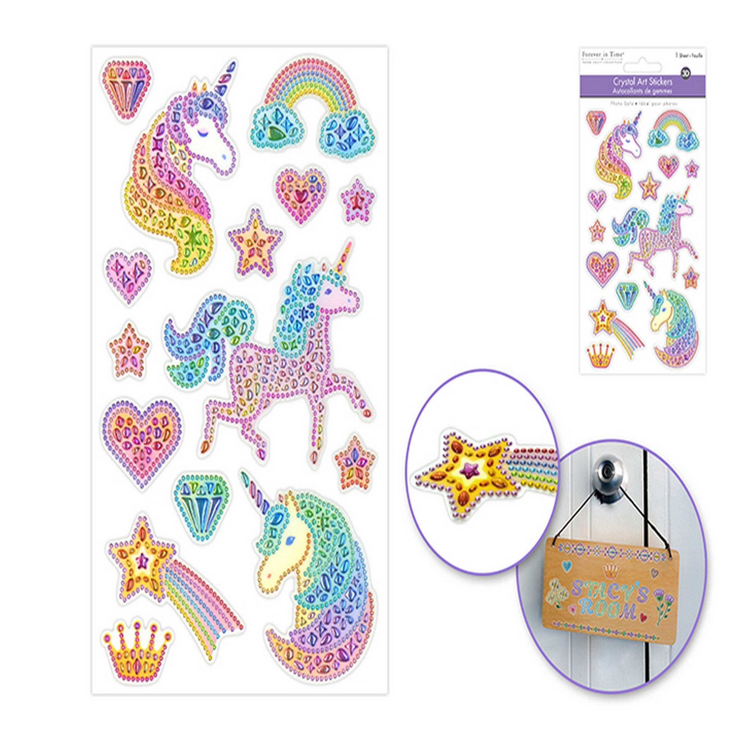 Forever in Time Crystal Art Stickers - Unicorn 3.9x6.3in