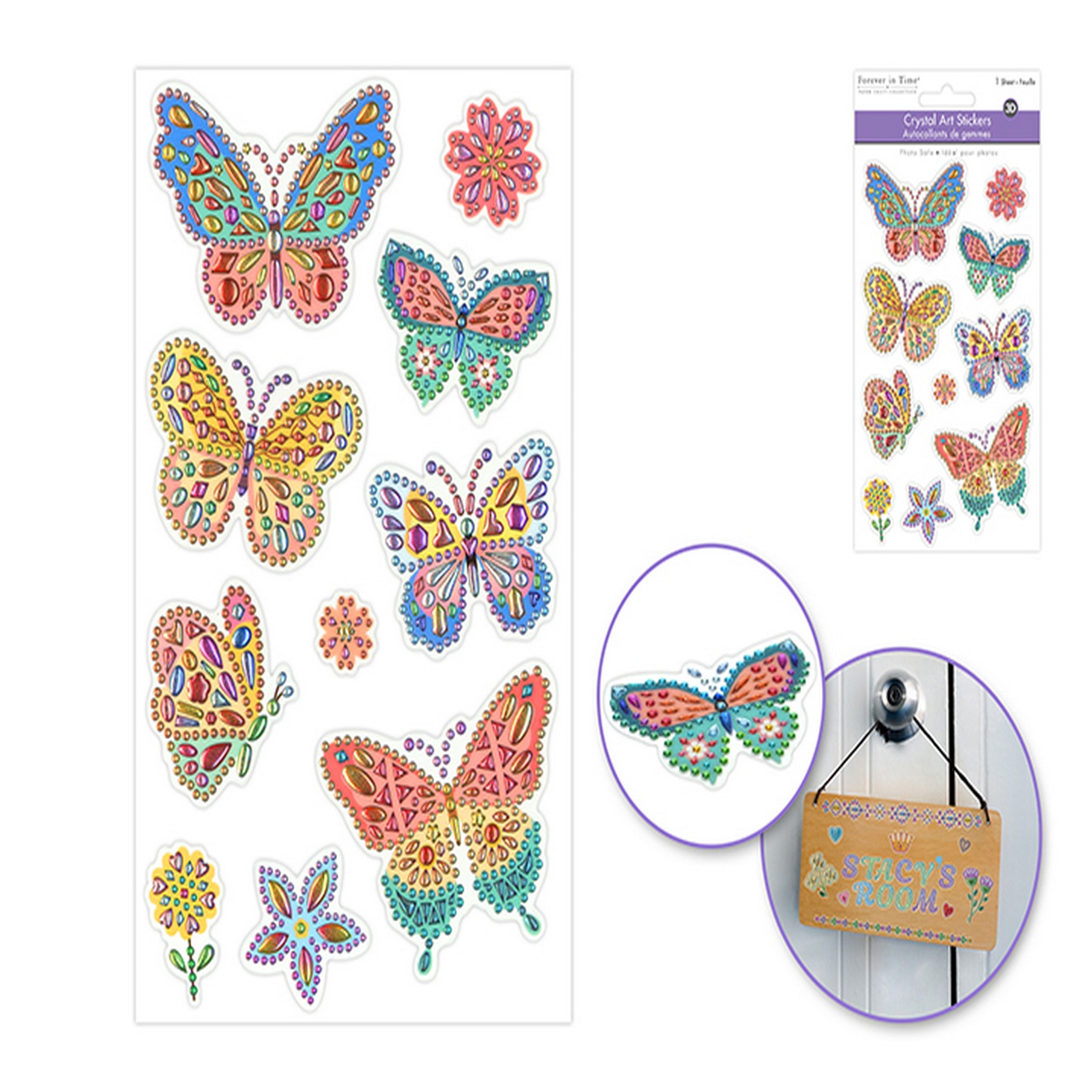 Forever in Time Crystal Art Stickers - Butterfly 3.9x6.3in