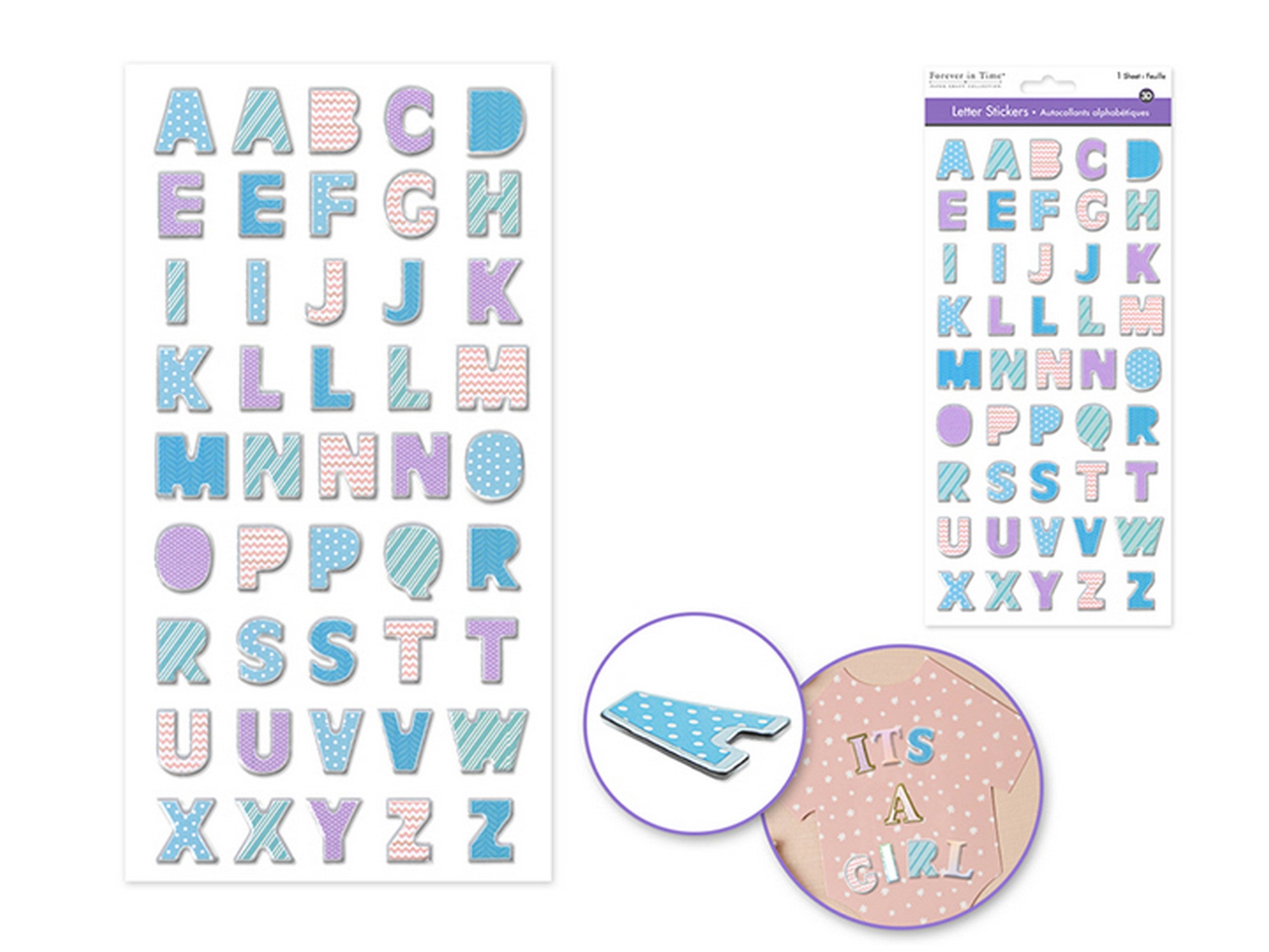 Forever in Time 3D Foil Border Alphabet Stickers - Celebrate 5.5x10.9in