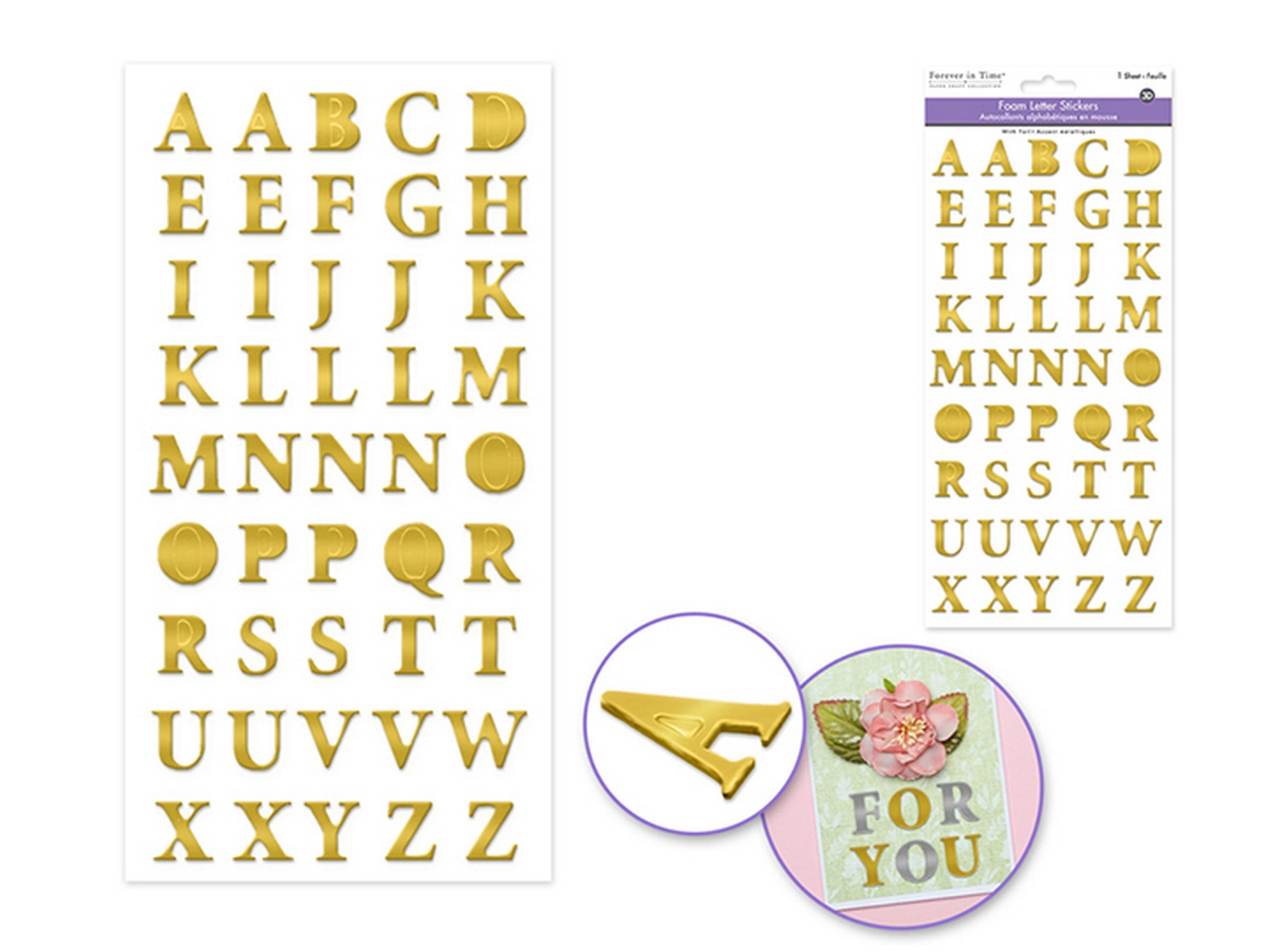 Forever in Time 3D Foiled-Foam Alphabet Stickers - Gold 5.5x10.9in