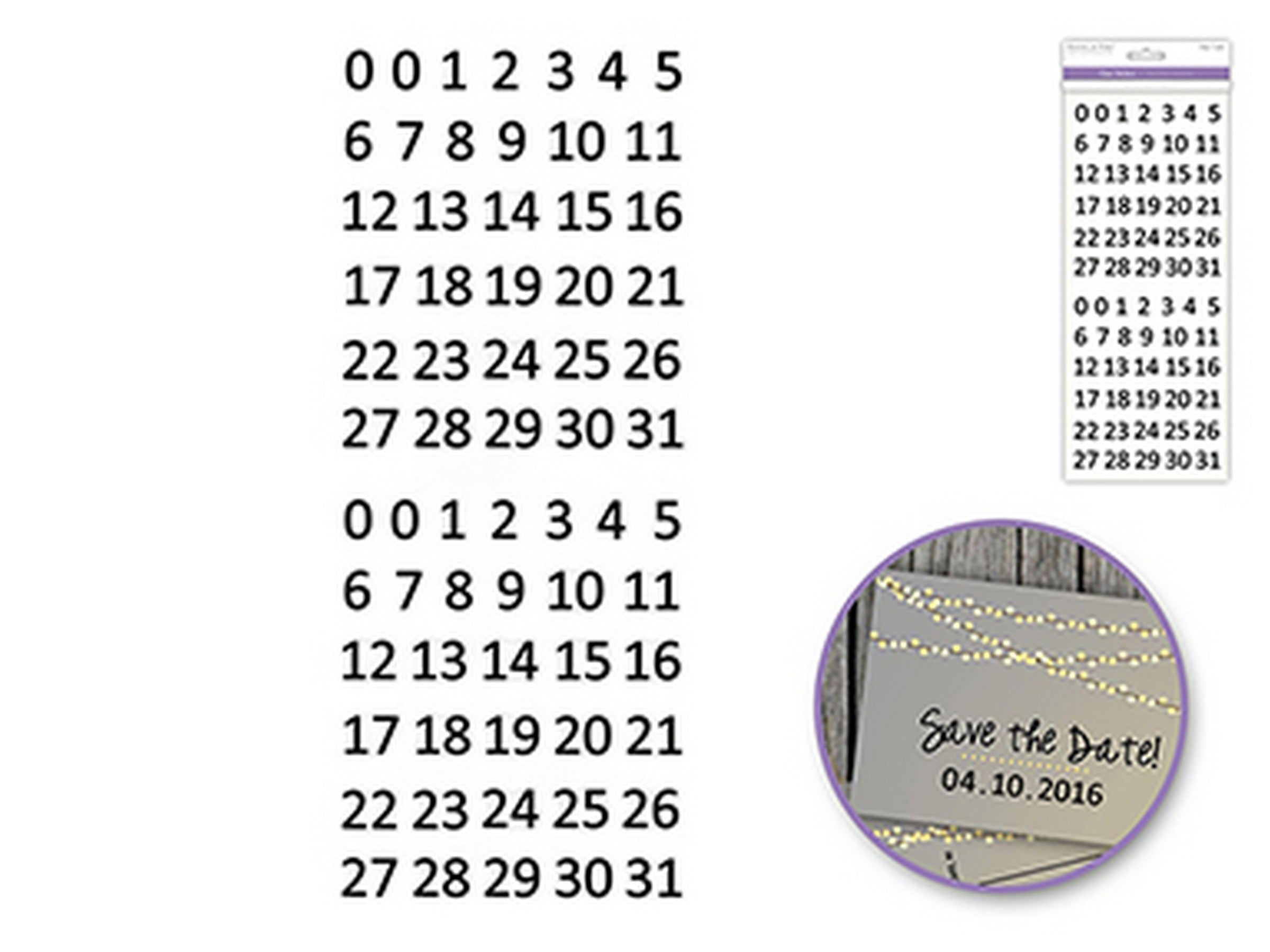 Forever in Time Clear Black Number Stickers Calender 0.5in number