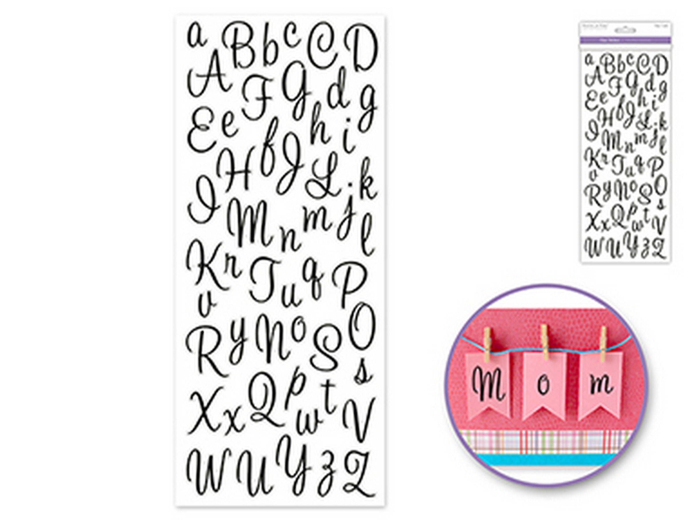 Forever in Time Clear Letter Stickers Black Cursive 12x5in sheet