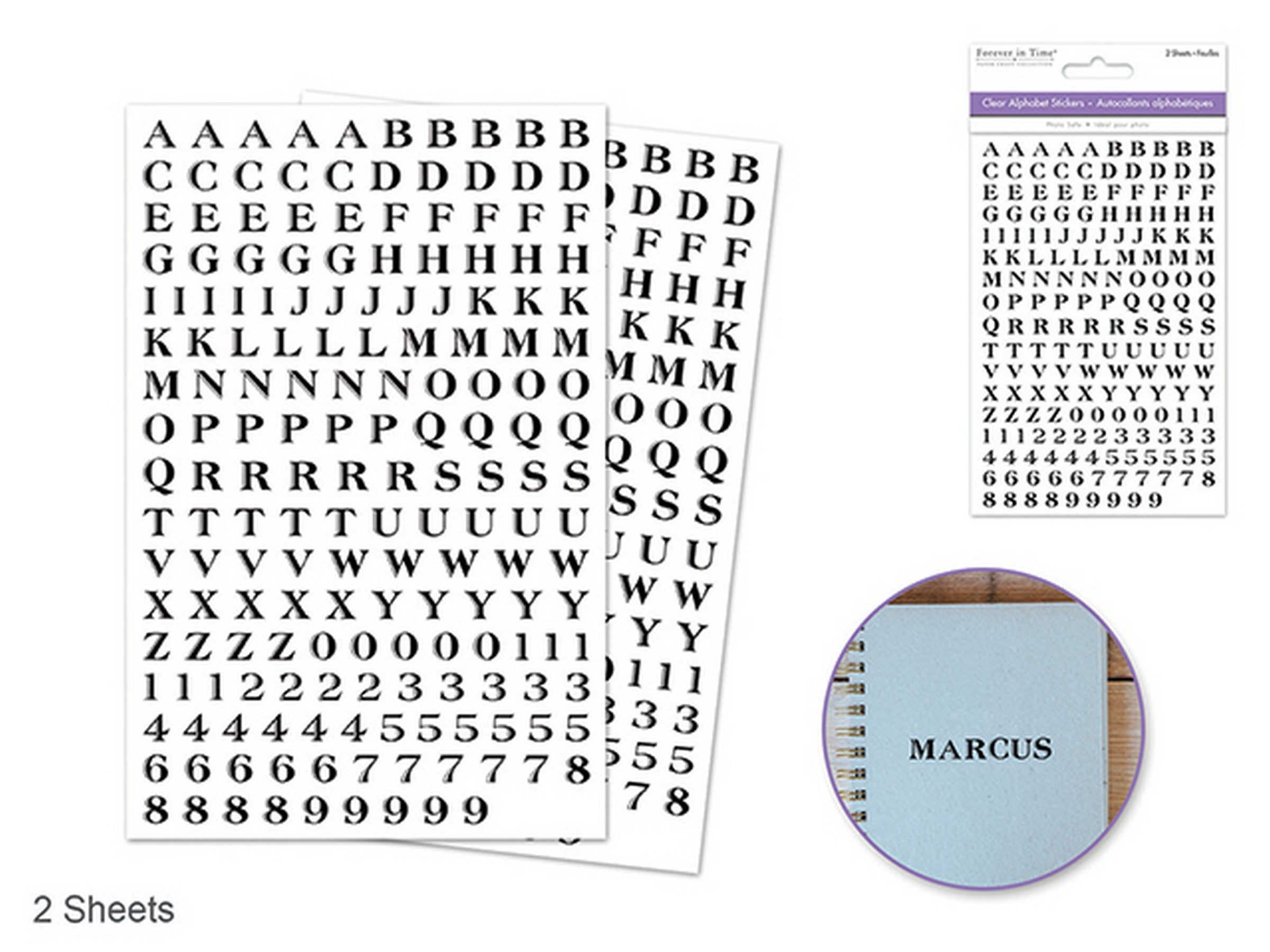 Forever in Time 2 Sheets Mini Black Alphabet Stickers 6.25x4in sheet