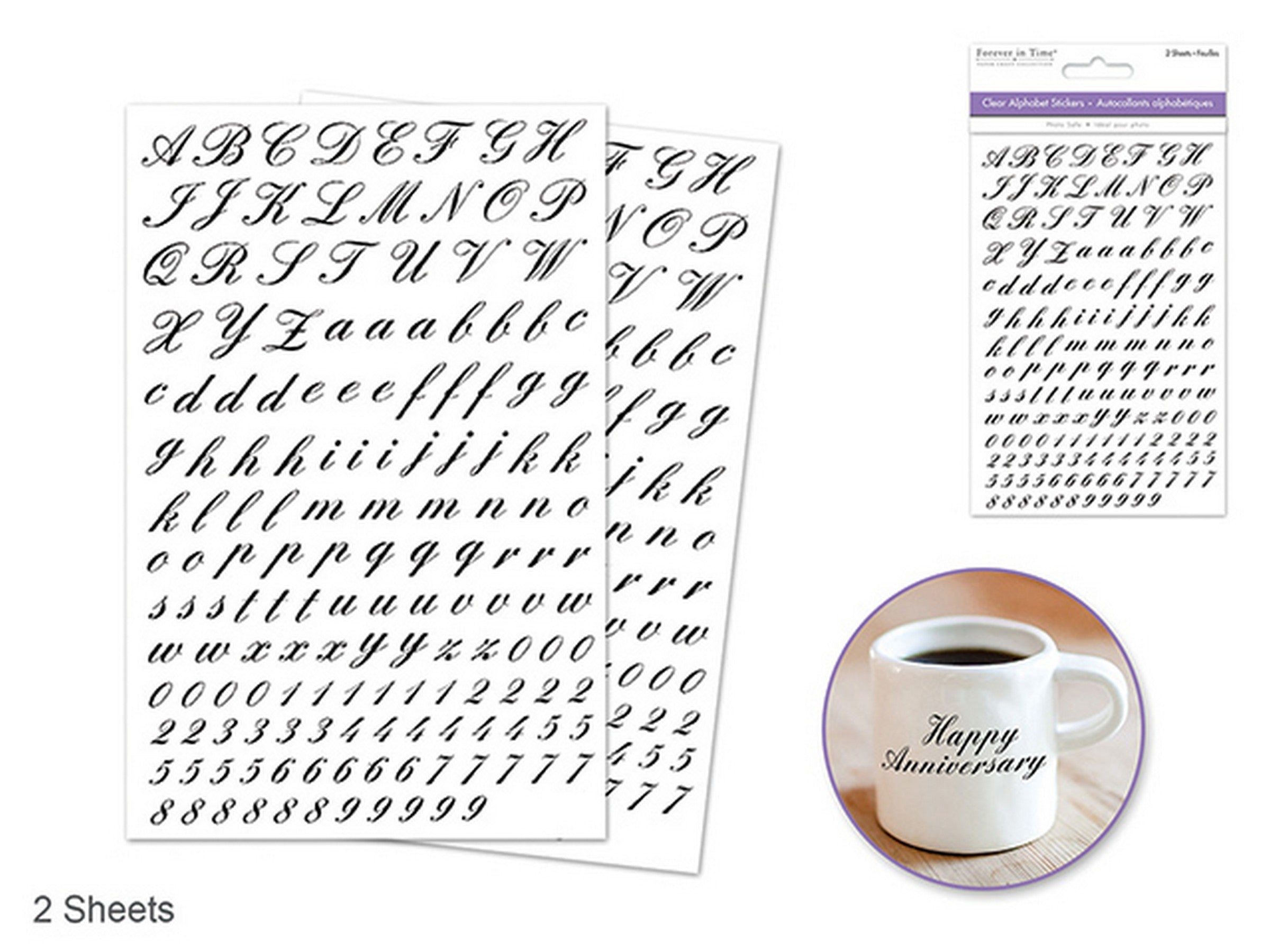 Forever in Time 2 Sheets Mini Black Alphabet Stickers 6.25x4in sheet
