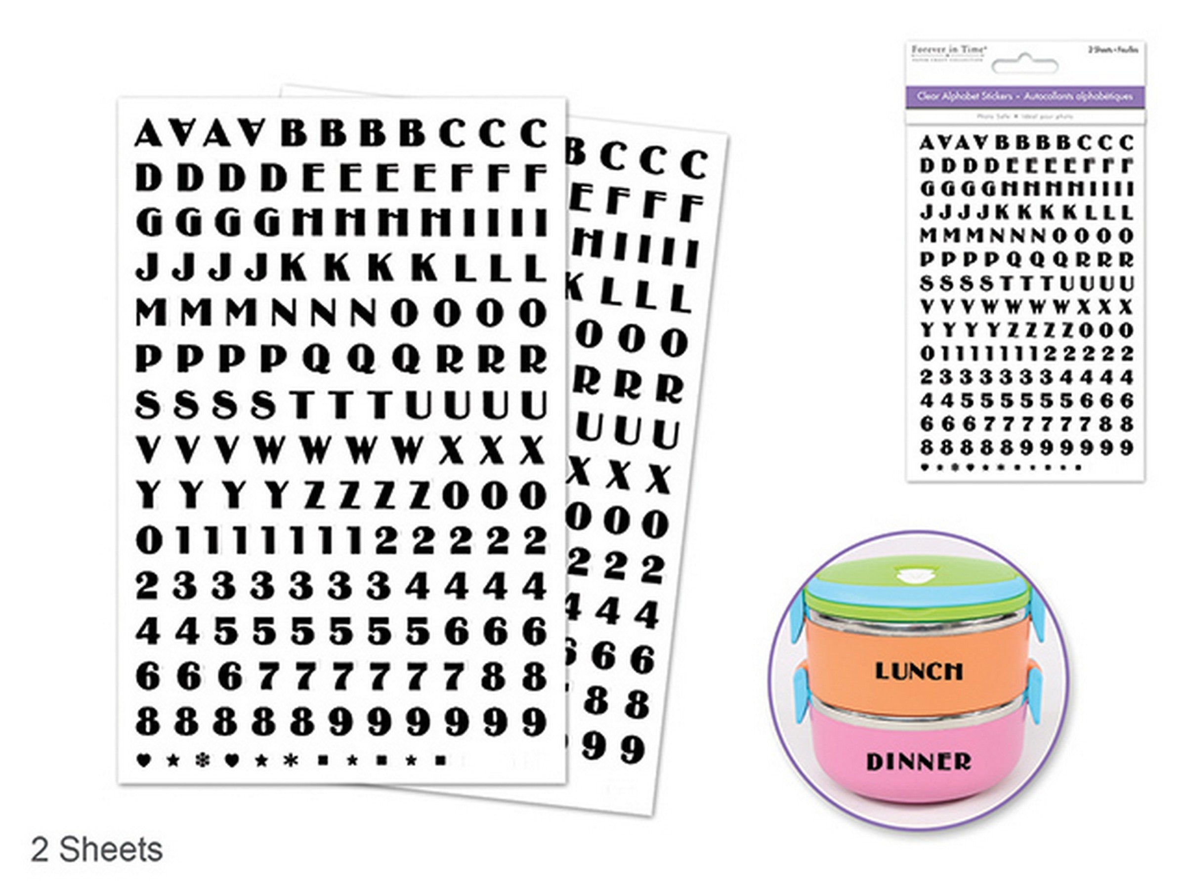 Forever in Time 2 Sheets Mini Black Alphabet Stickers 6.25x4in sheet