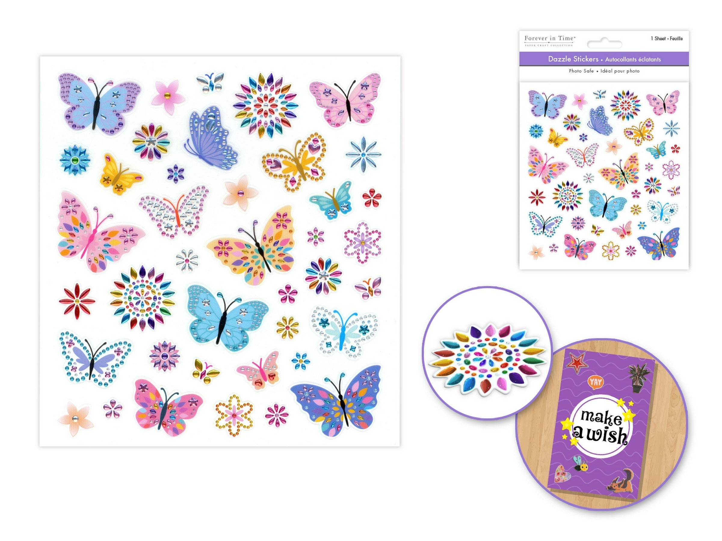 Forever in Time Dazzle Effects Stickers Butterfly Fling 6x6.5in
