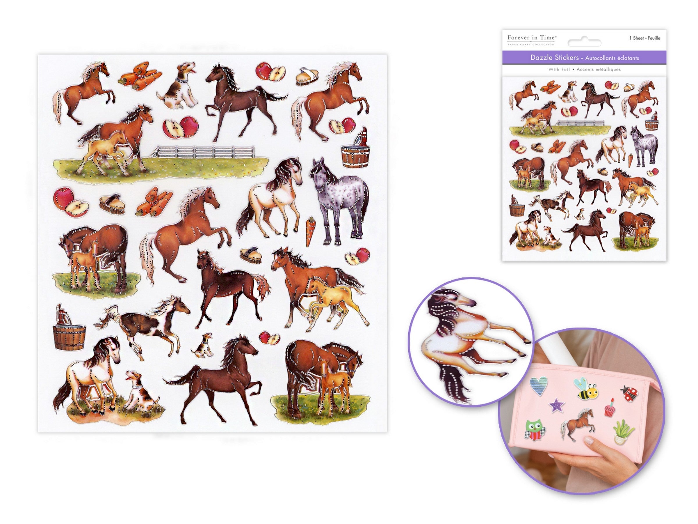 Forever in Time Dazzle Effects Stickers - Horses 6x6.5in