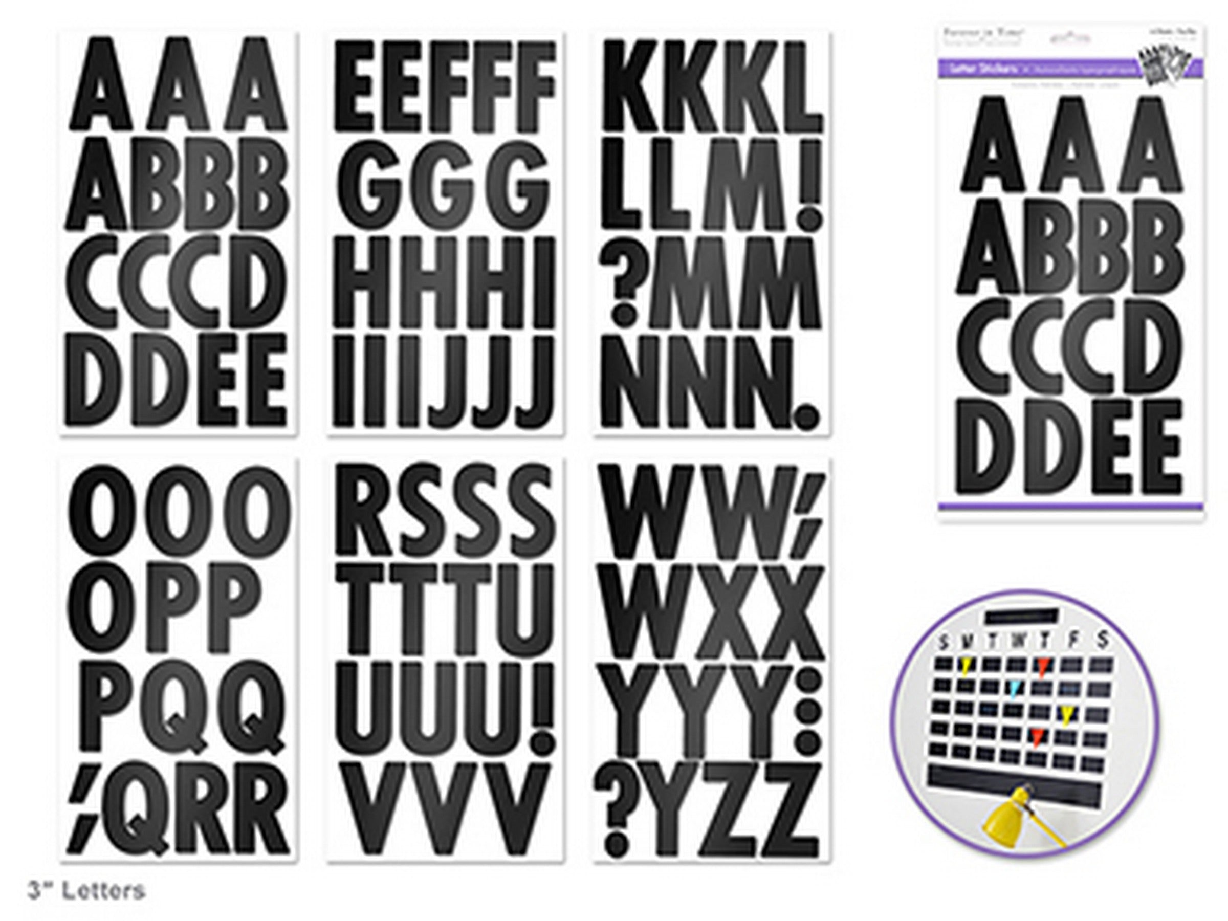Forever in Time Black Glossy Letter Stickers 3in letter