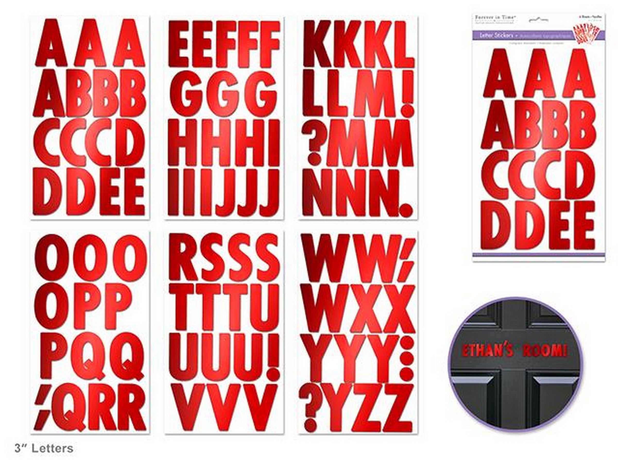 Forever in Time Red Metallic Letter Stickers 3in letter