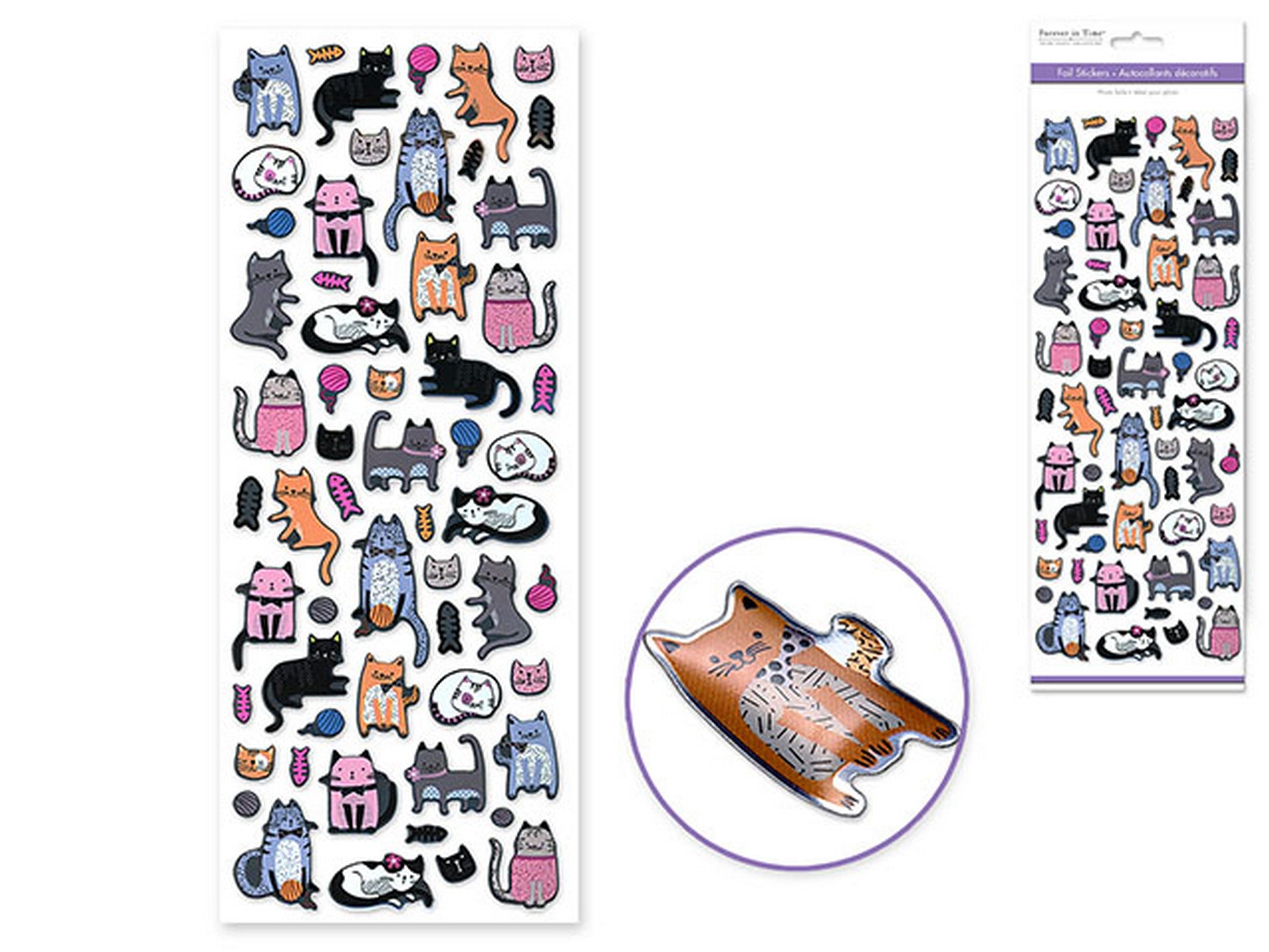 Forever in Time Foil Stickers Cats 12x4.75in sheet