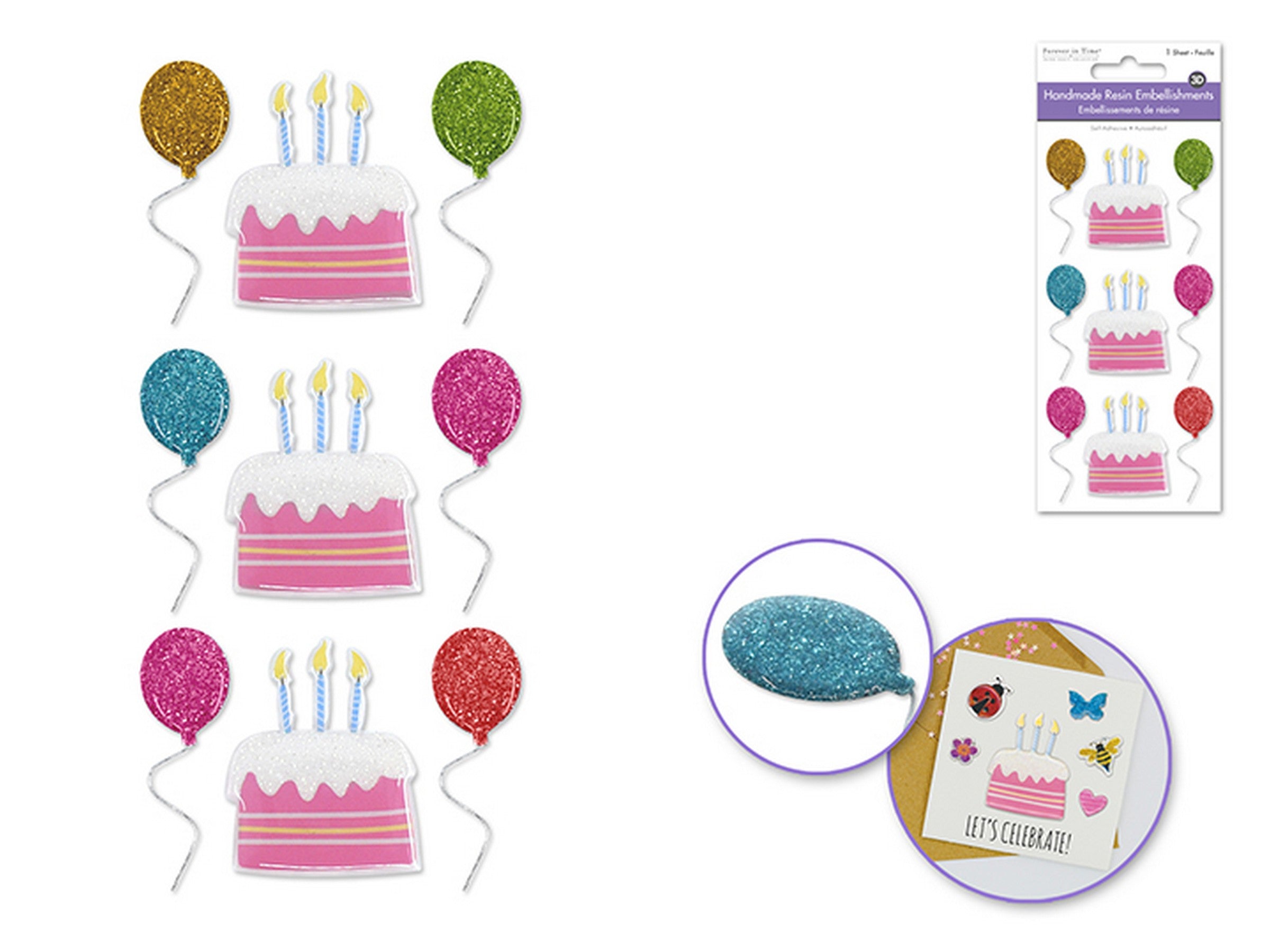 Forever in Time 3D Resin Stickers - Birthday Cake