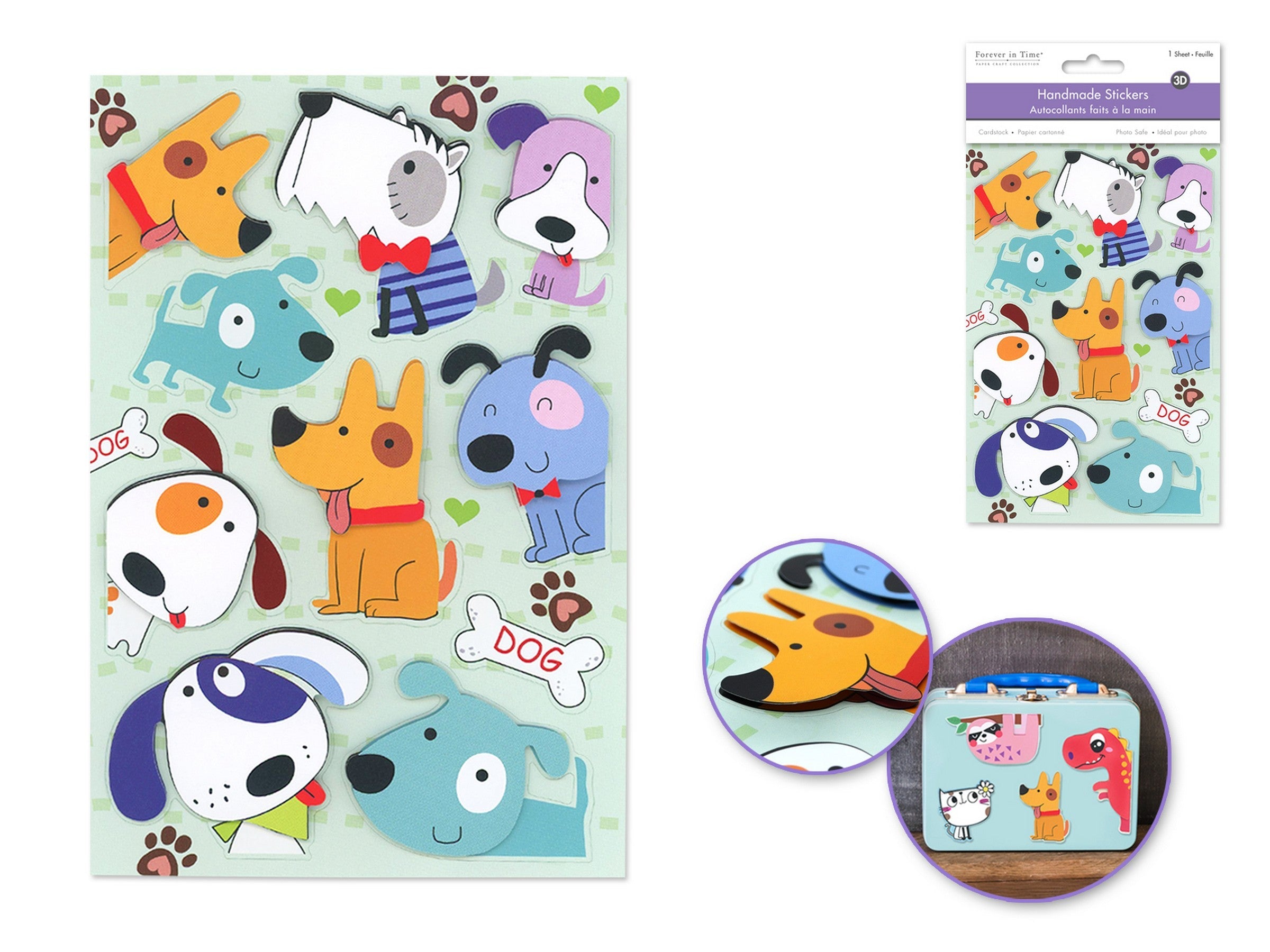Forever in Time 3D Handmade Cardstock Stickers - Dogs 4.9x7.3in