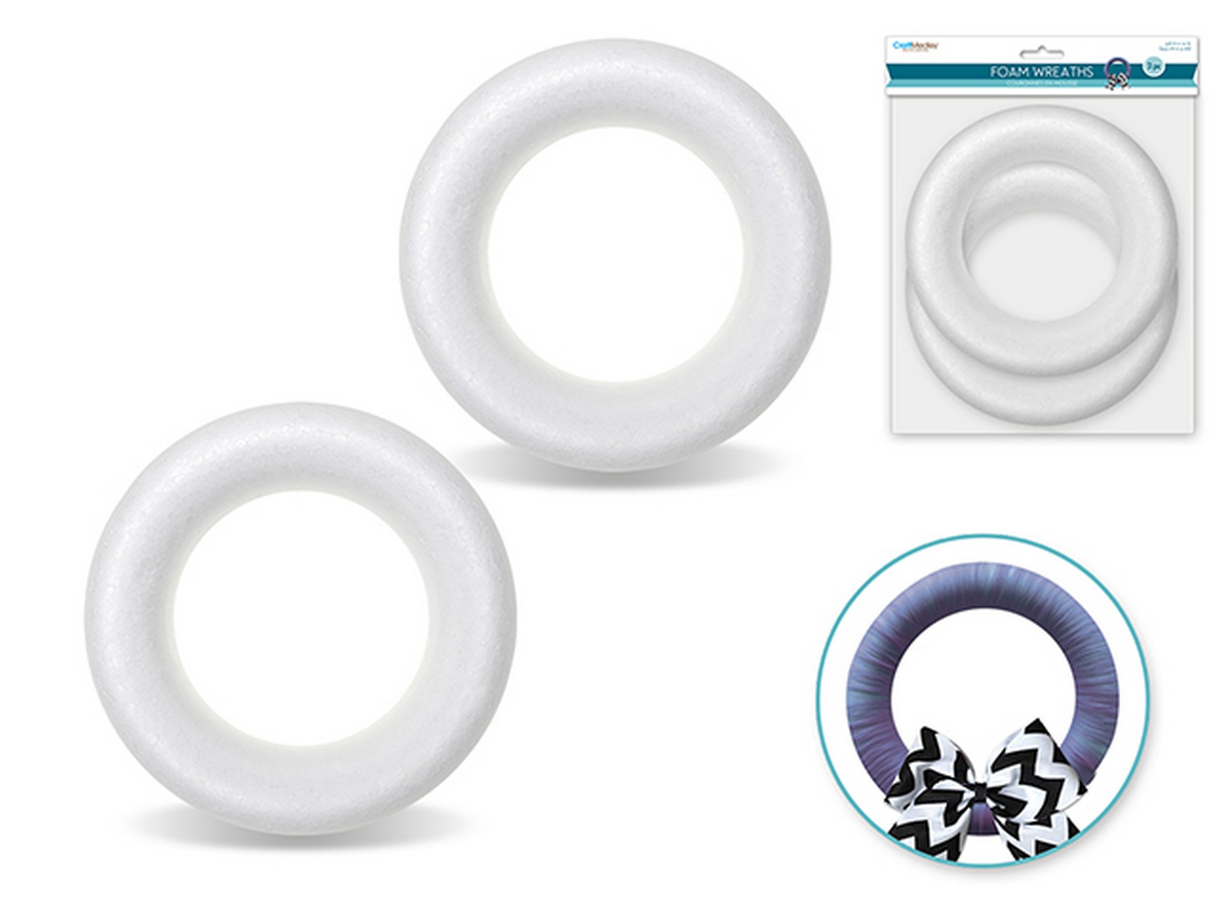 Craft Medley 2 White Foam Wreaths 5.6x1.2in