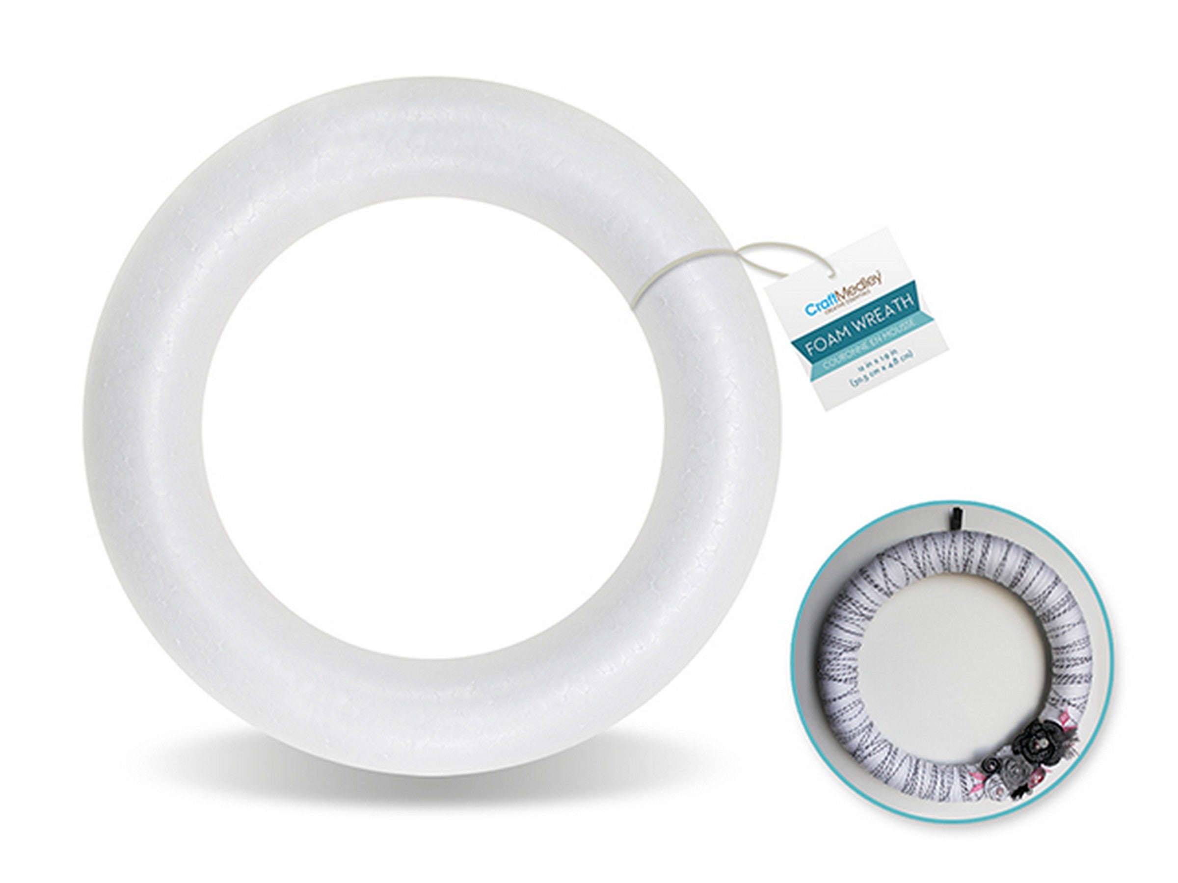 Craft Medley White Foam Wreath 12x1.9in