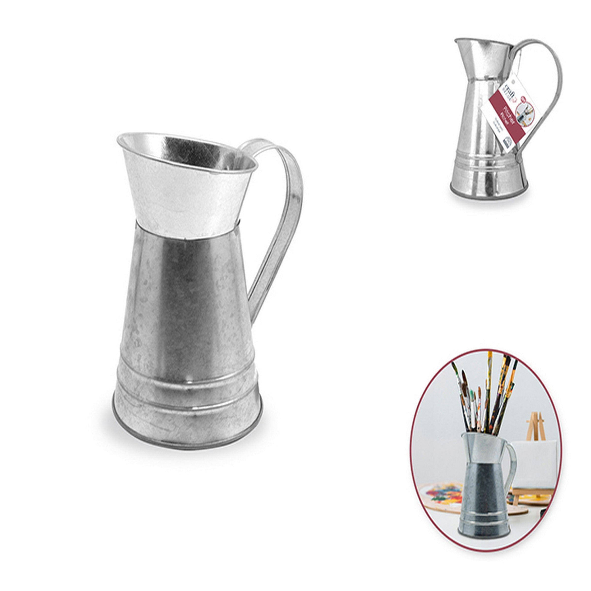 Craft Décor Mini Galvanized Silver Milk Jug 5.5x5.5x3.9in
