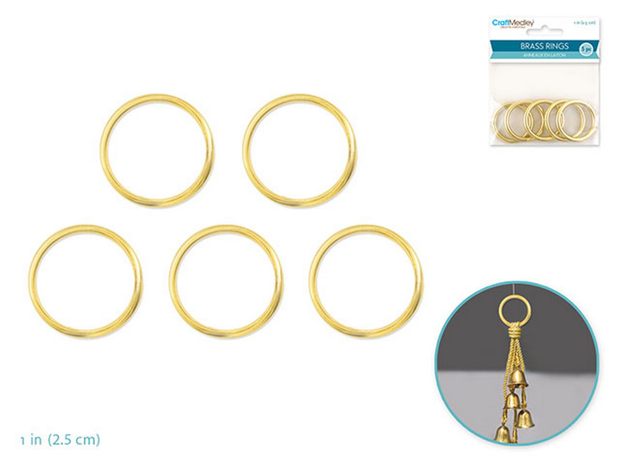 Craft Medley 5 Brass Rings 1in