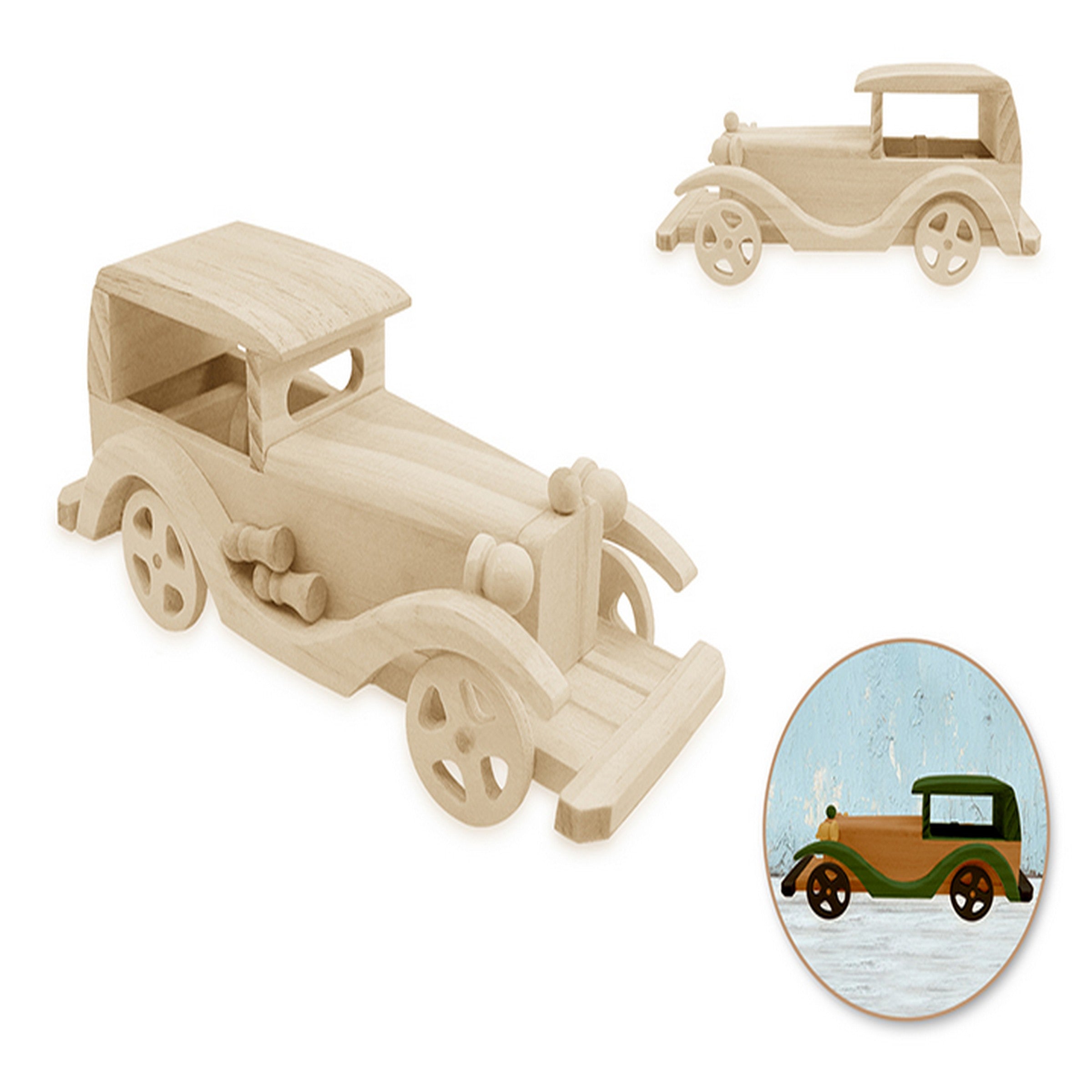 Craft Medley DIY Solid Wood Vehicule with Wheels - Unpainted 7.4x2.8in