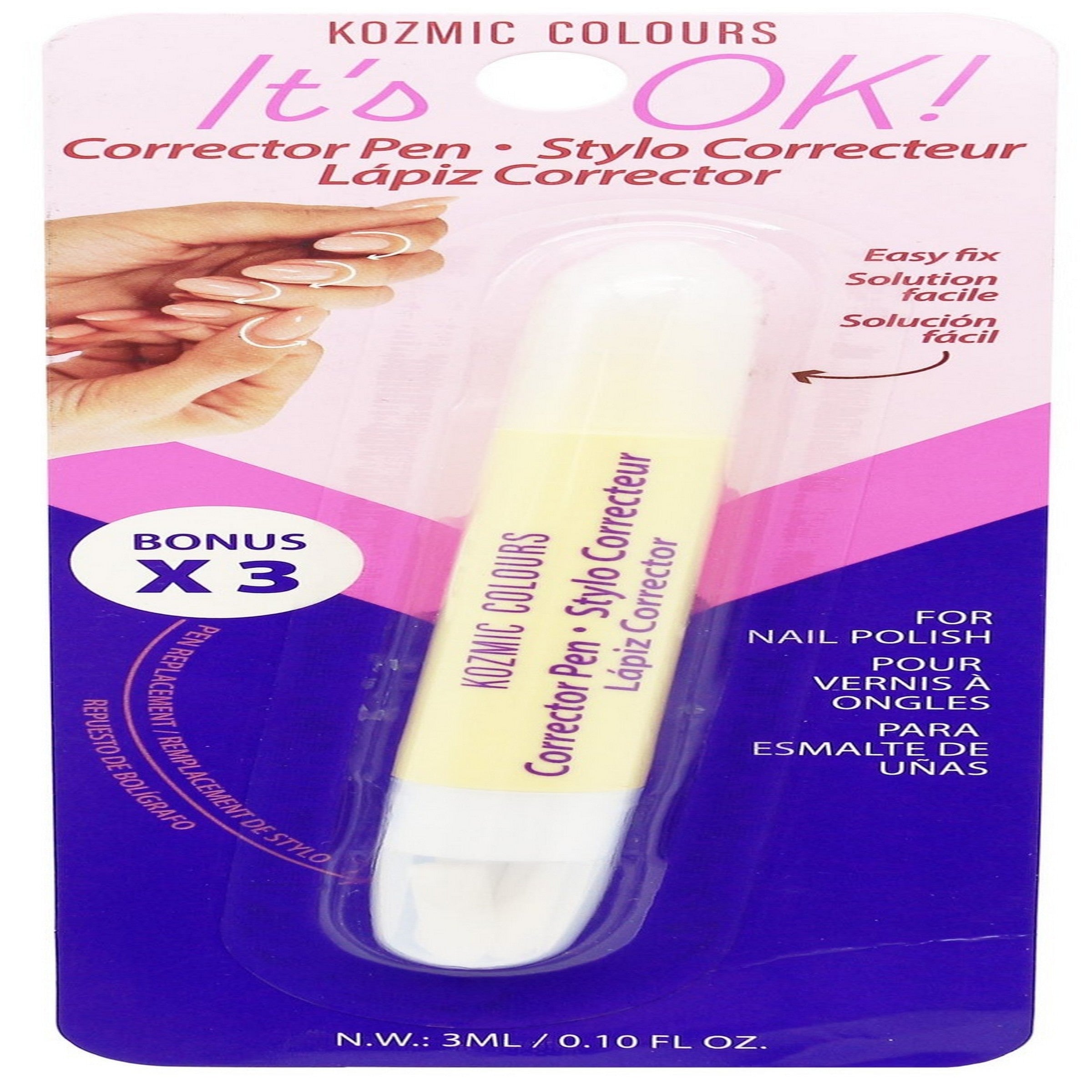 Kozmic Colours Nail Polish Corrector Pen - Cruetly Free 0.10oz (3ml)