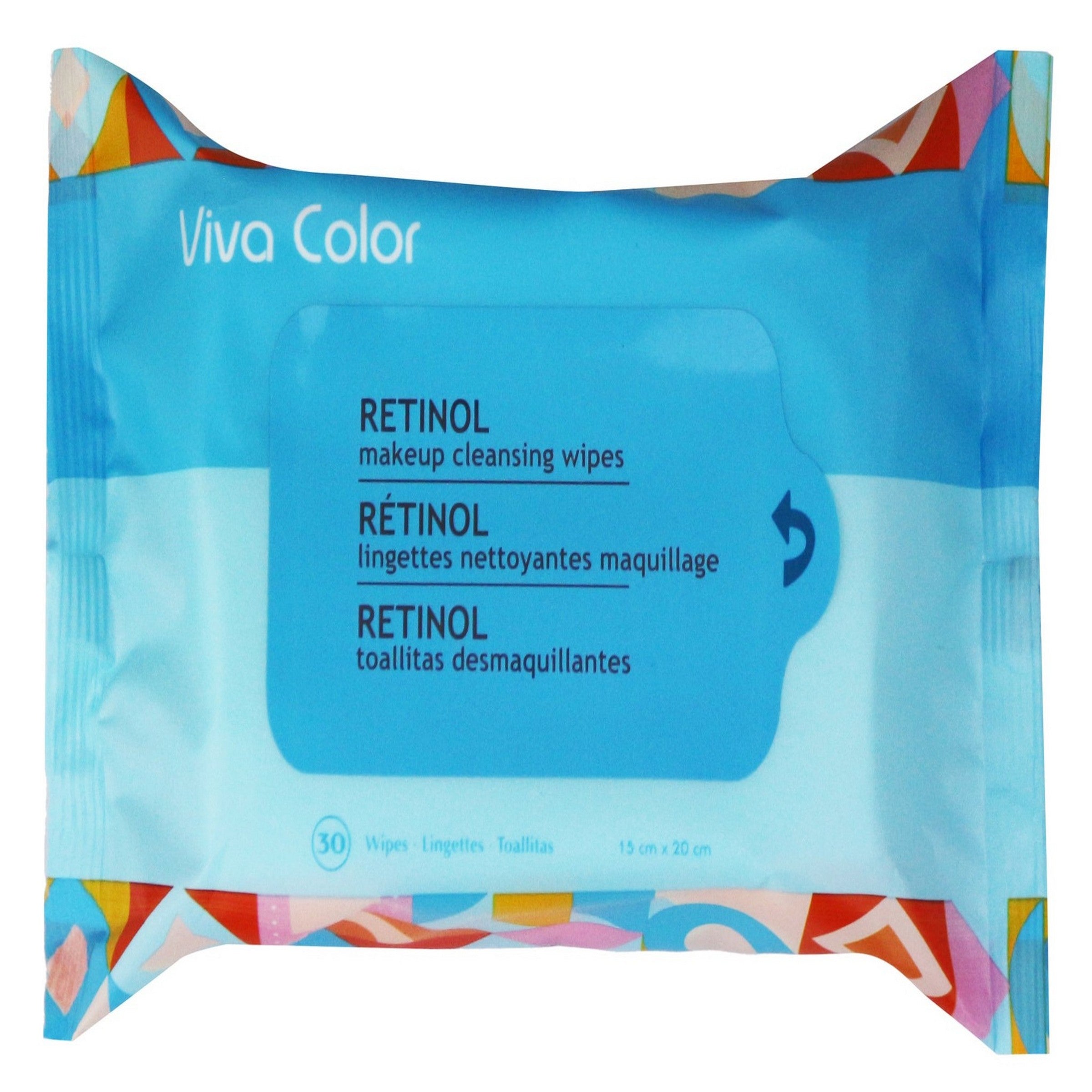 Viva Color 30 Retinol Facial and Makeup Cleansing Wipes 5.9x7.9in (15x20cm)
