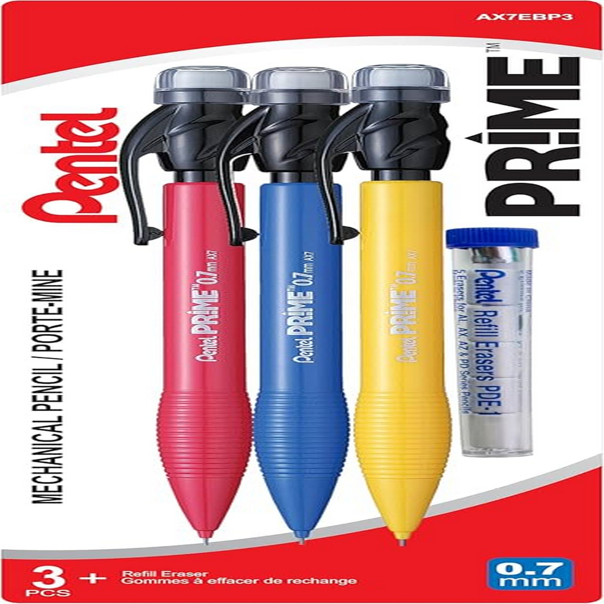Pentel Prime Pencil Set with Refill Erasers 3pcs 0.7mm
