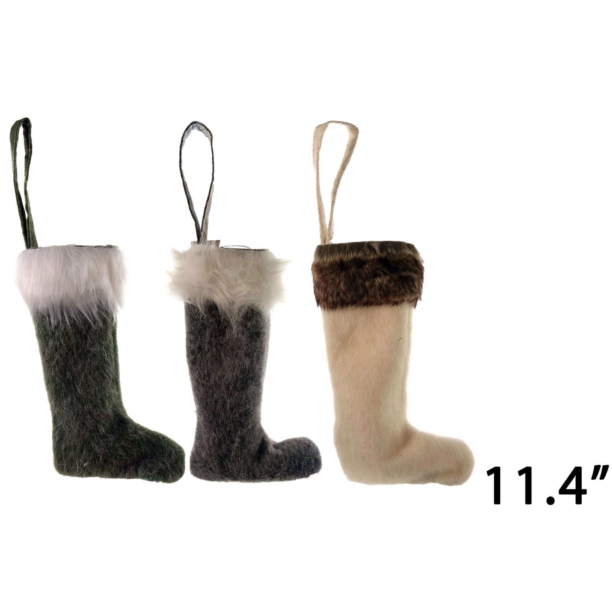 Christmas Stocking with Fur Cuff 6.3x11.4in VRT