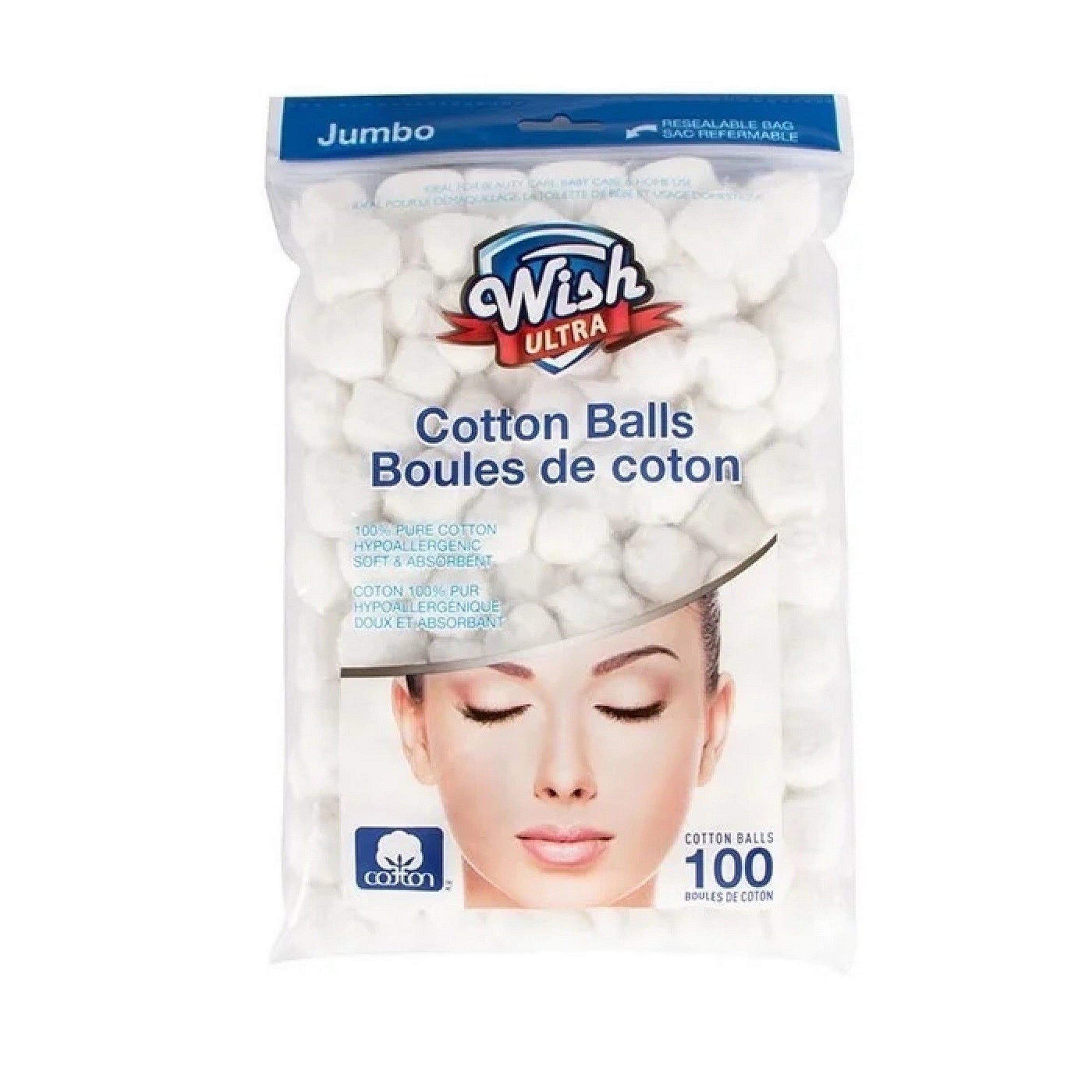 Wish 100 Jumbo Cotton Balls - 100% Cotton