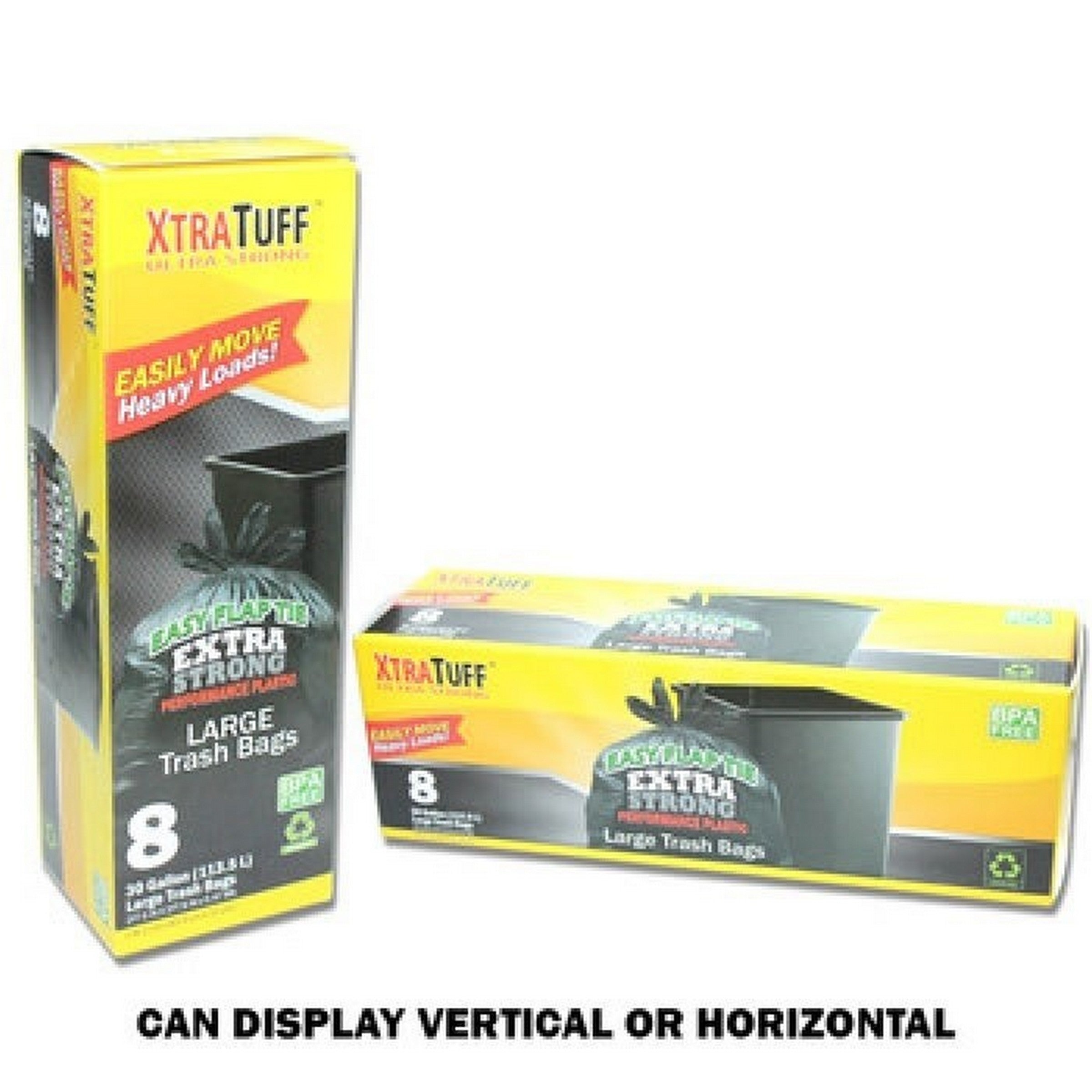 Xtra Tuff 8 Black Flap Tie Trash Bags 30 gal 30x33in