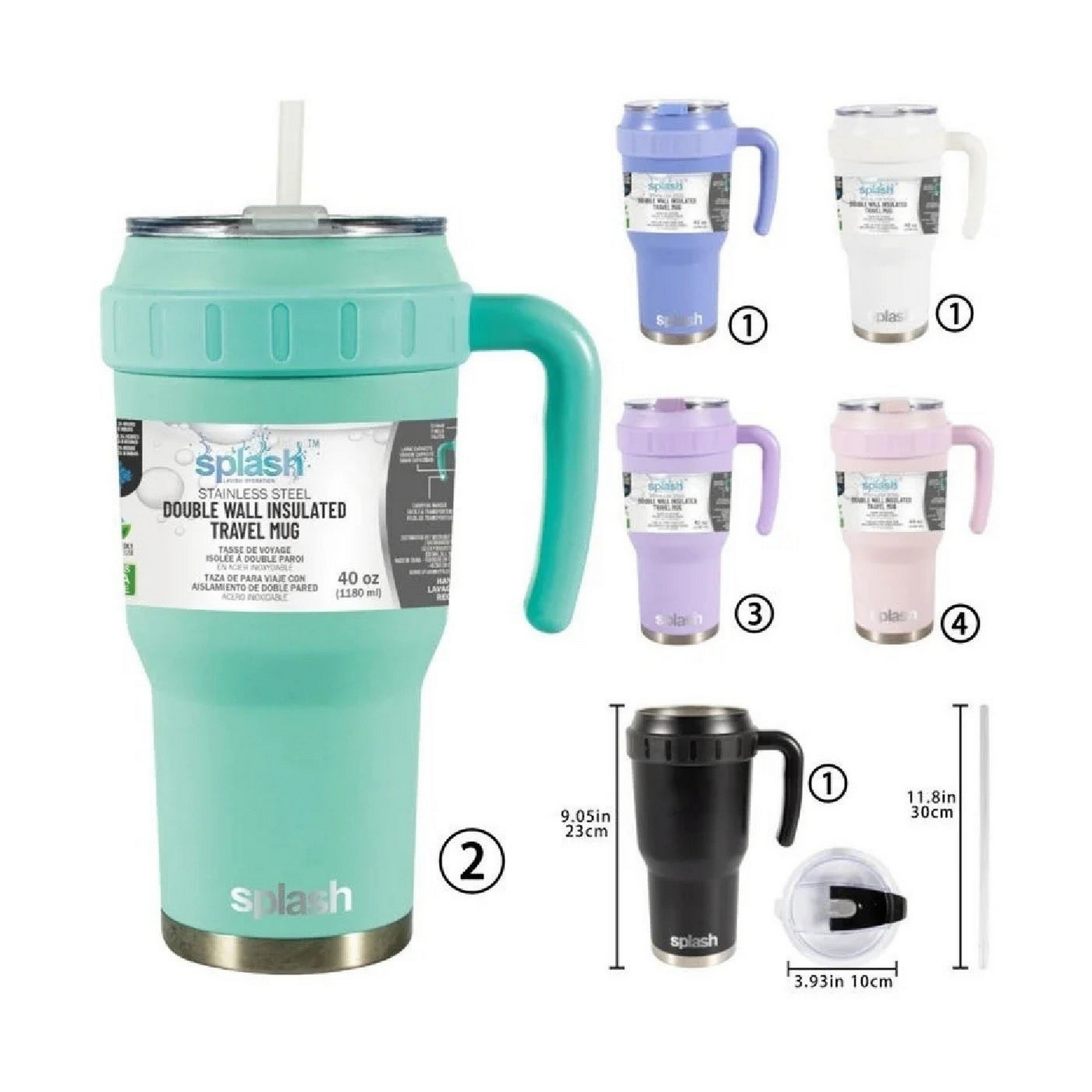 Double Wall Insulated Stainless Steel Travel Mug 40oz VRT