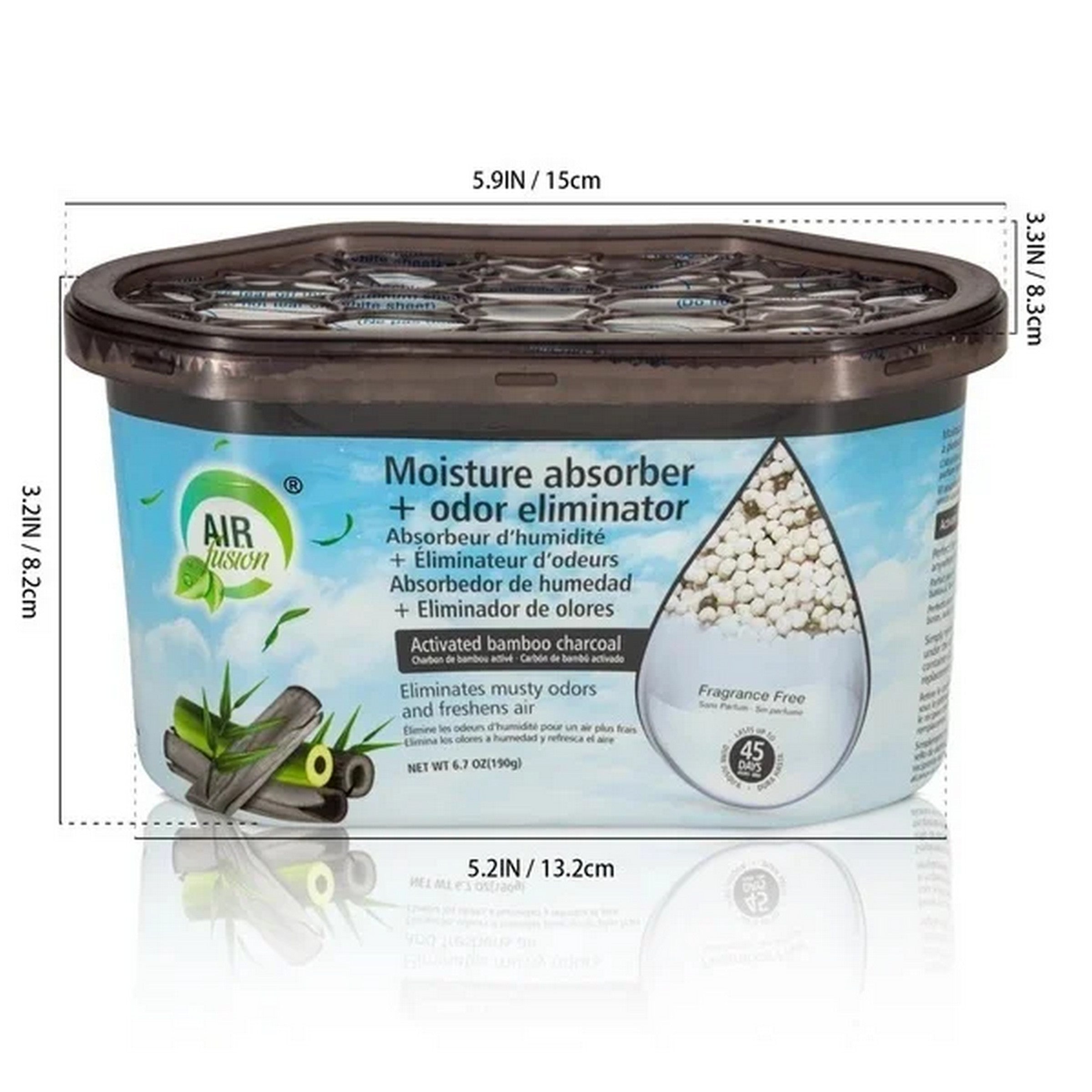Air Fusion Moisture Absorber + Odor Eliminator - Activated Bamboo Charcoal 6.7oz