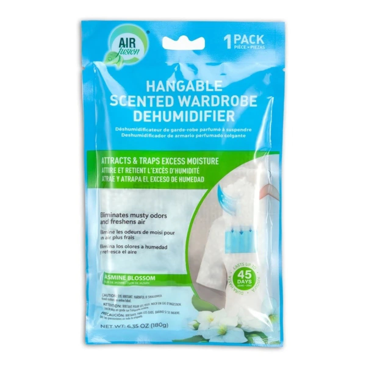 Air Fusion Hangable Scented Wardrobe Dehumidifier 6.35 OZ Jasmine Blossom