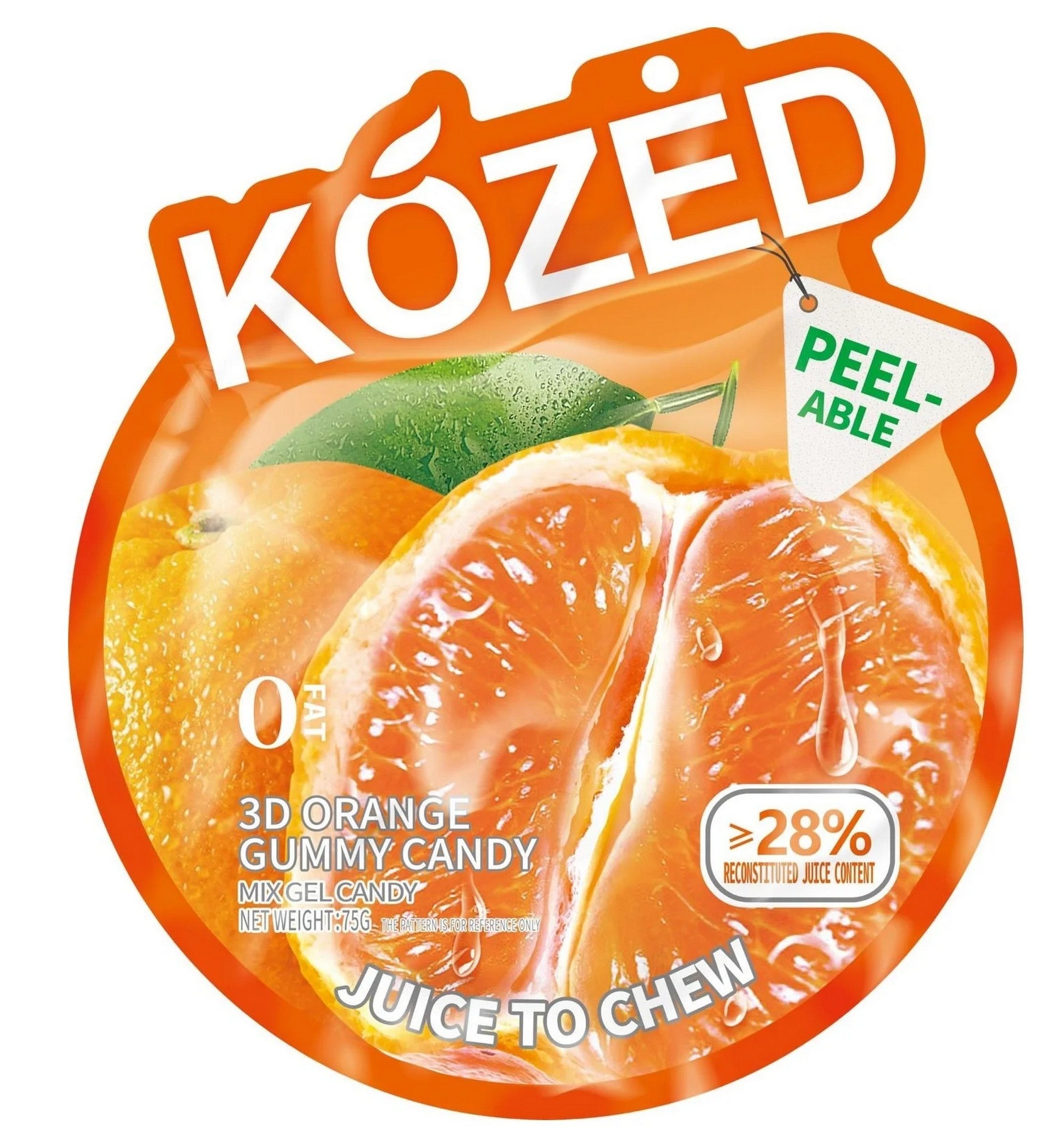 Kozed Peelable Gummy Candy - Orange 75g