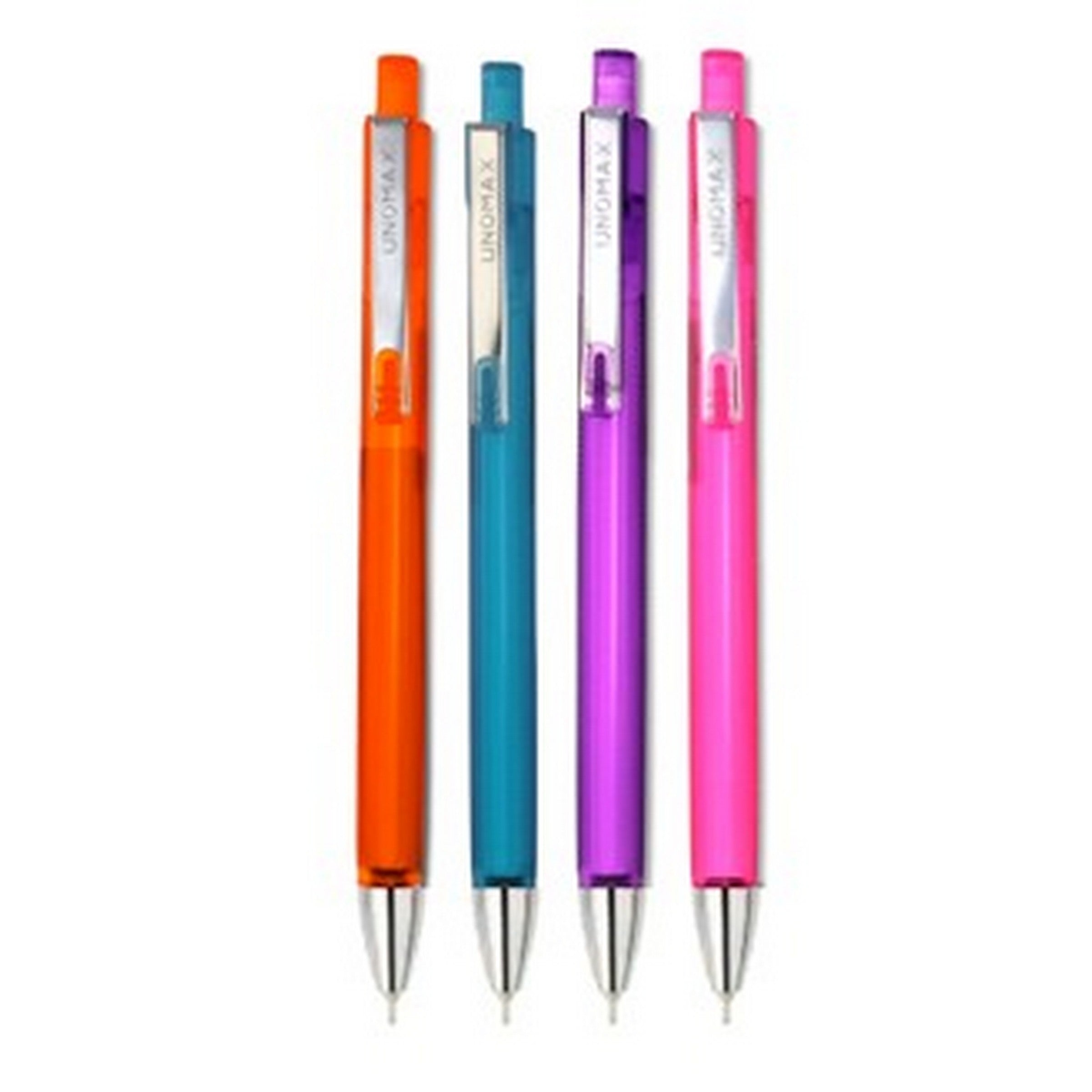Unomax Clicktron 4 Retractable Gel Pens - Fancy Ink Colors 5.1in