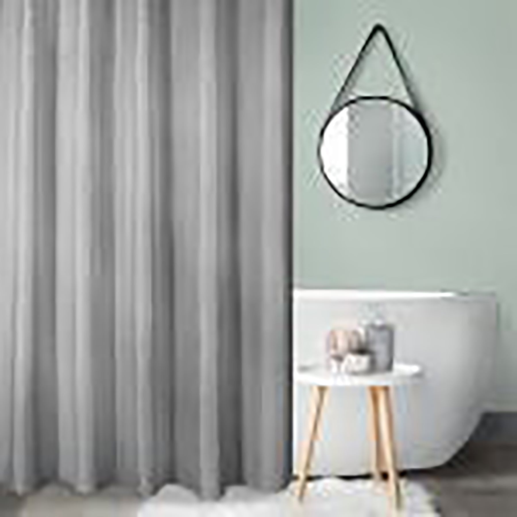 Fabric Shower Curtain with 12 Hooks 100% Polyester - Grey 70x72in