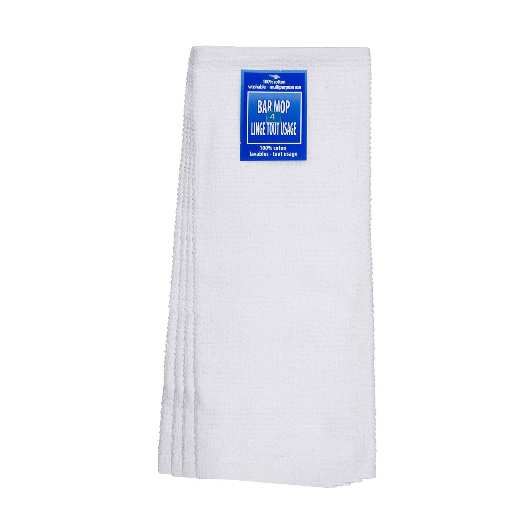 4 Ribbed Terry Bar Mop 100% Cotton - White 16x19in