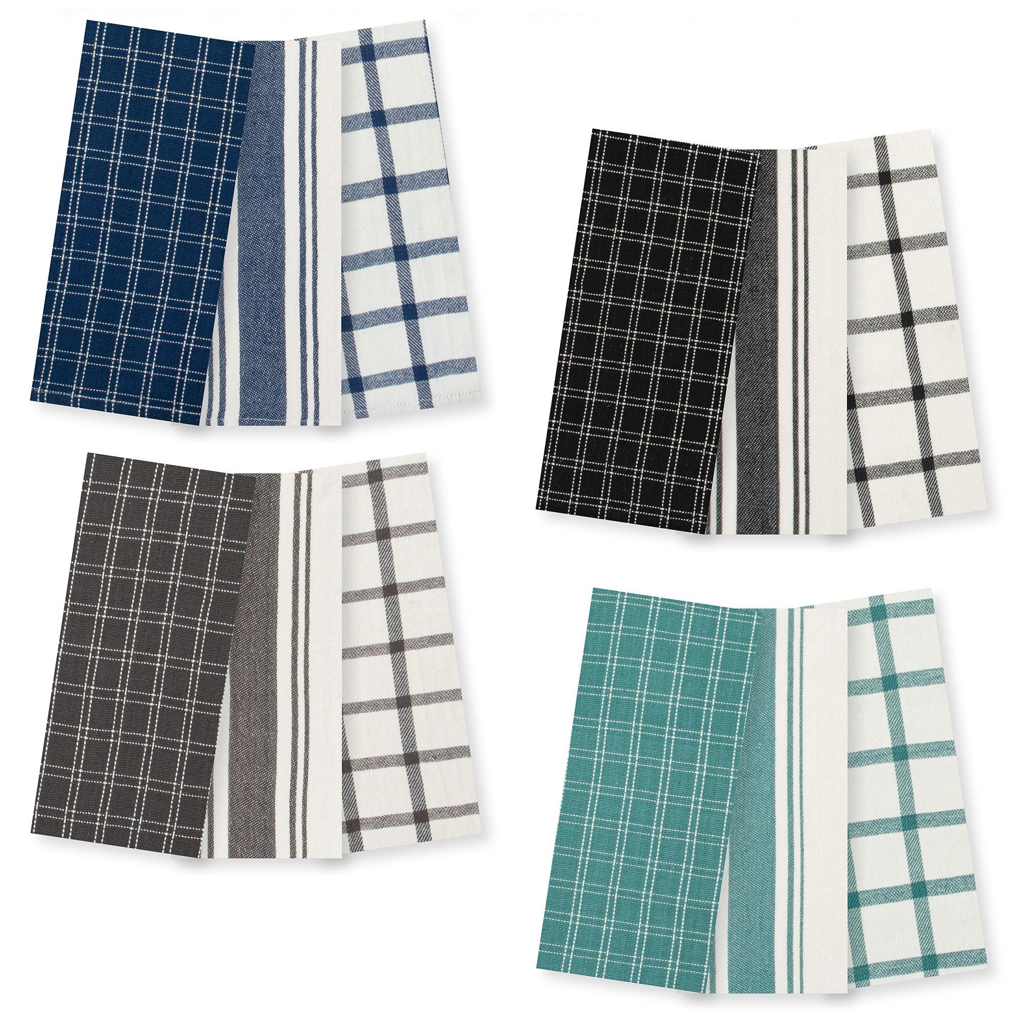 3 Woven Kitchen Towels 100% Cotton 16x26in VRT